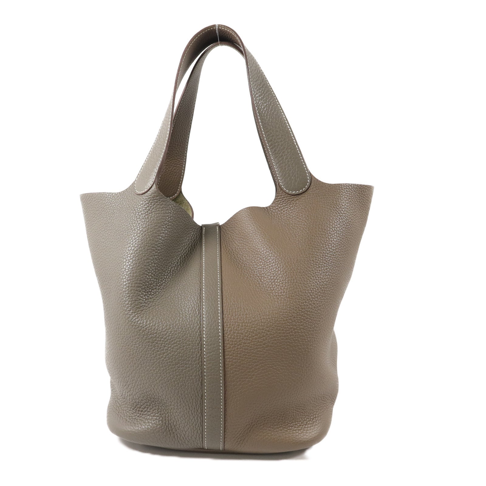 HERMES Clemence皮革Picotin GM手挽袋Etoupe/Etain