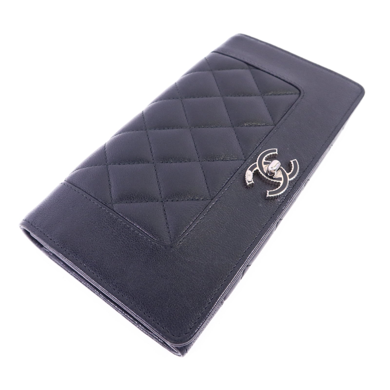 CHANEL 牛皮皮革Long Wallet銀扣長錢包