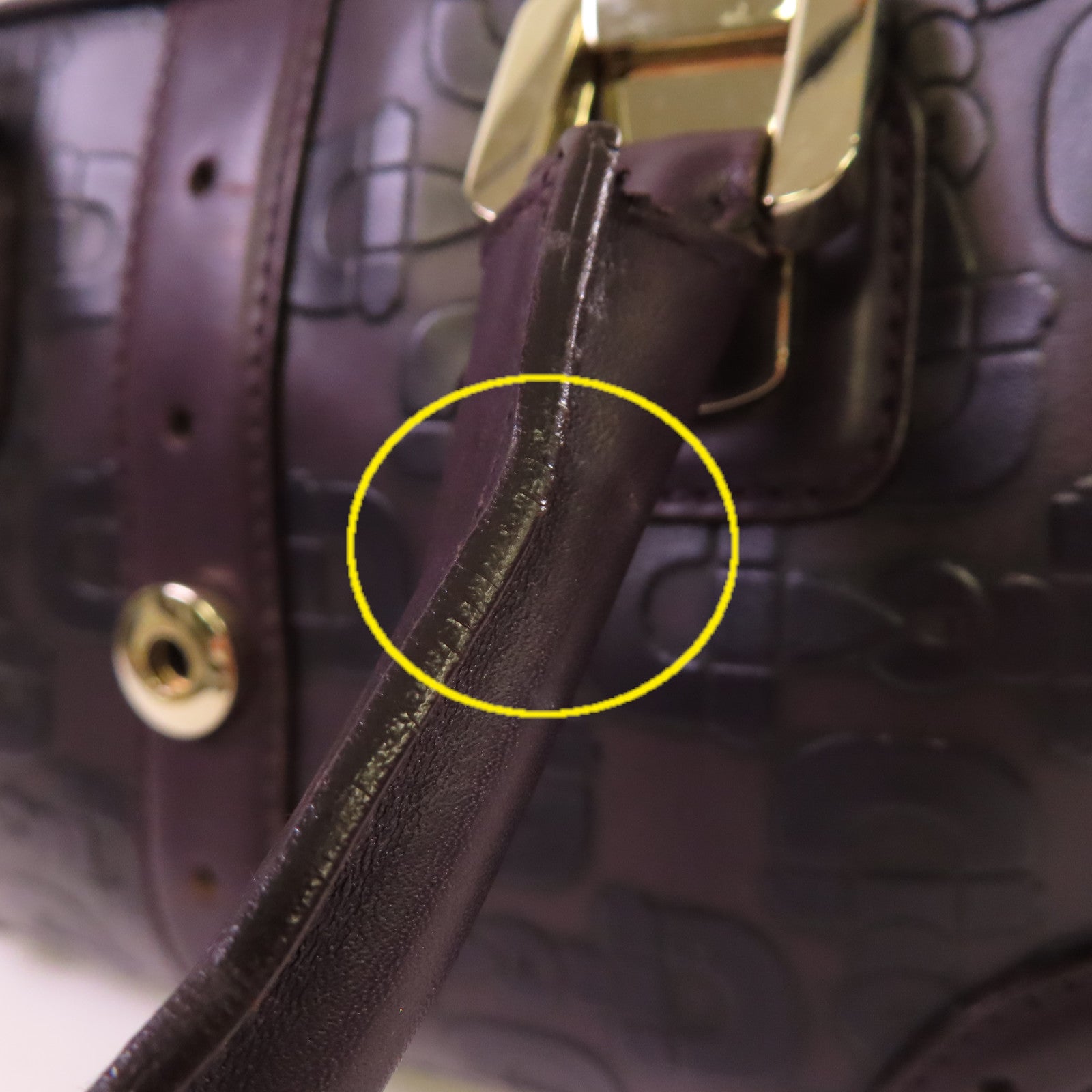 GUCCI 牛皮皮革Horsebit Handbag金扣手挽袋紫色