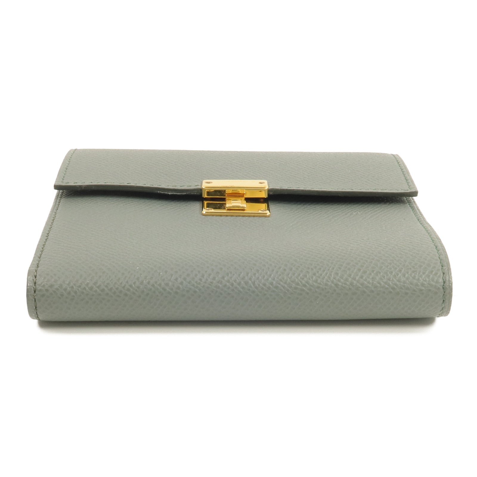 HERMES Epsom皮革Clic 12錢包Vert Amande
