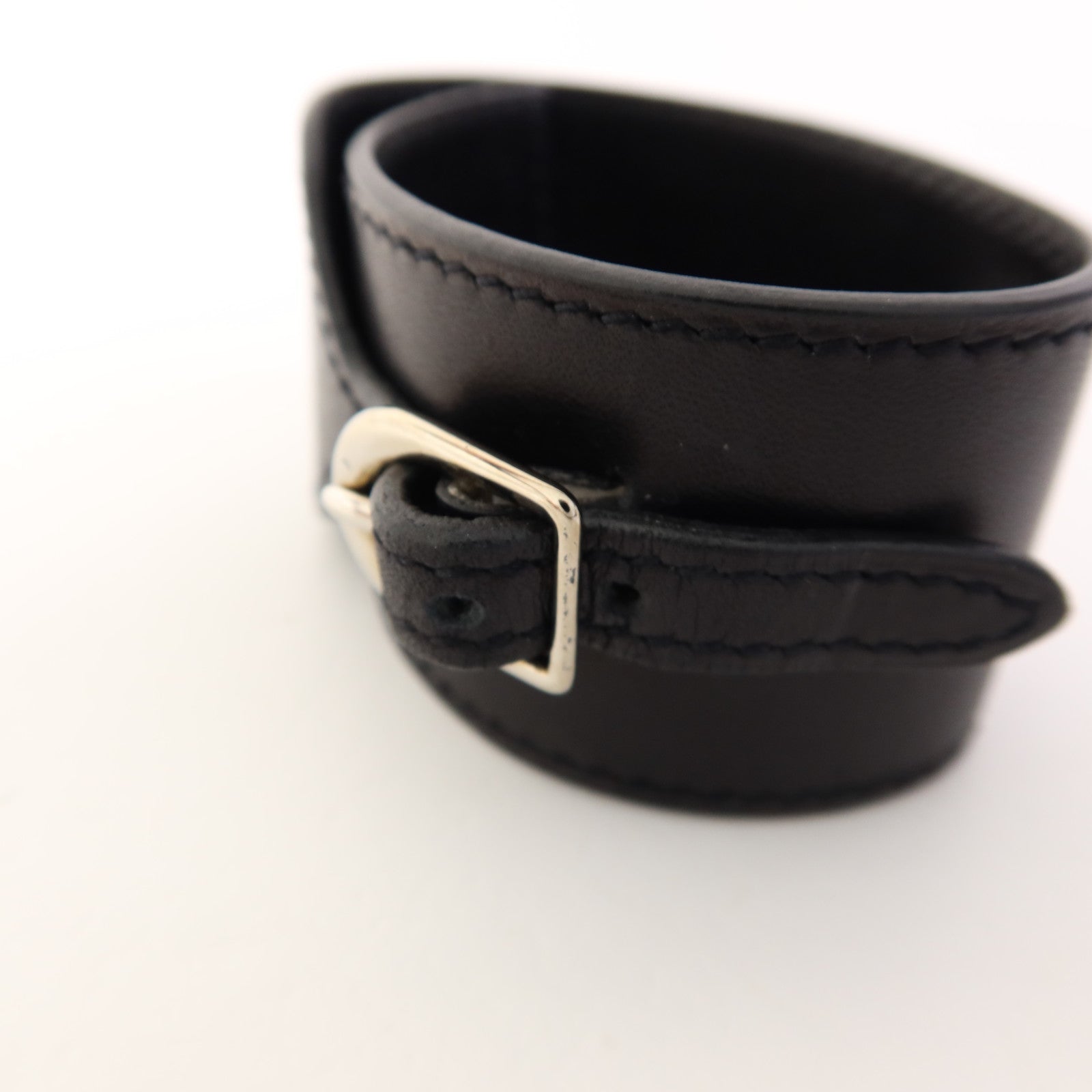 HERMES 皮革Bangle銀扣手鐲