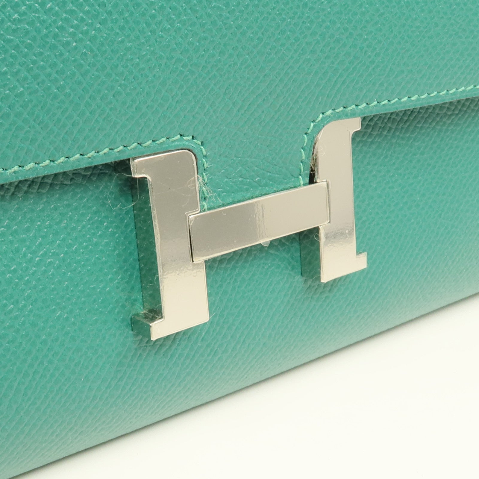 HERMES 【激減優惠】Epsom皮革Constance Wallet銀扣長錢包Malachite
