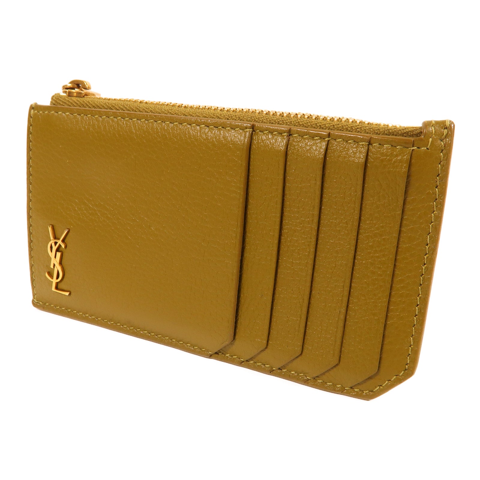 YVES SAINT LAURENT 牛皮皮革Card Case金扣卡片套