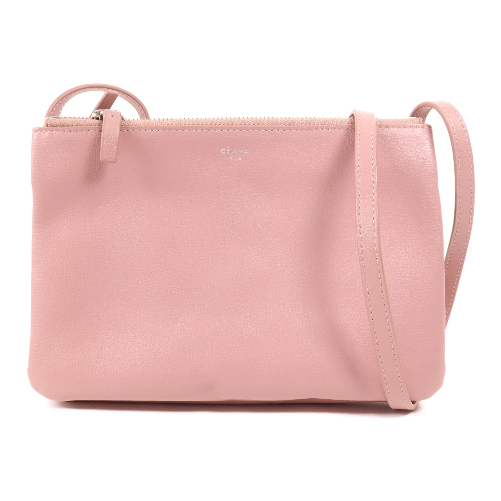CELINE 【激減優惠】羊皮皮革Trio銀扣肩背袋