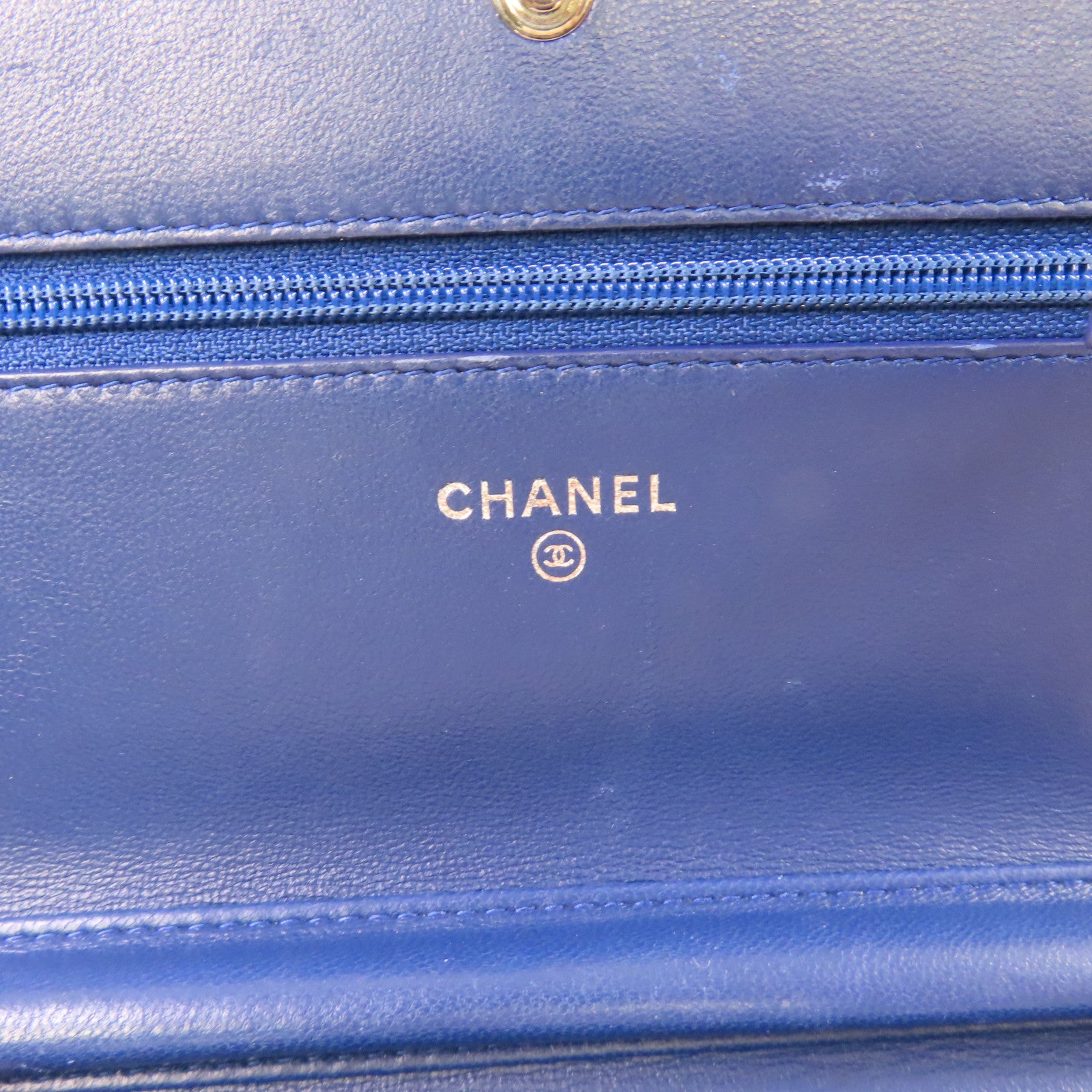 CHANEL 【激減優惠】菱格羊皮皮革WOC Wallet On Chain Shoulder Bag銀扣鏈帶肩背袋藍色