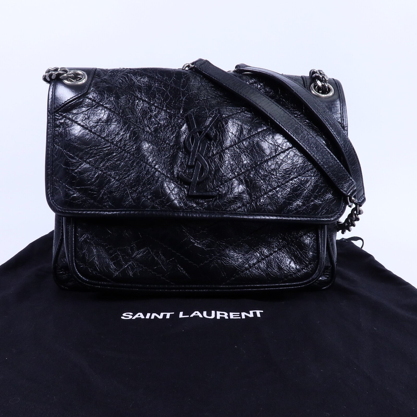 YVES SAINT LAURENT 牛皮皮革Niki Medium鏈帶肩背袋