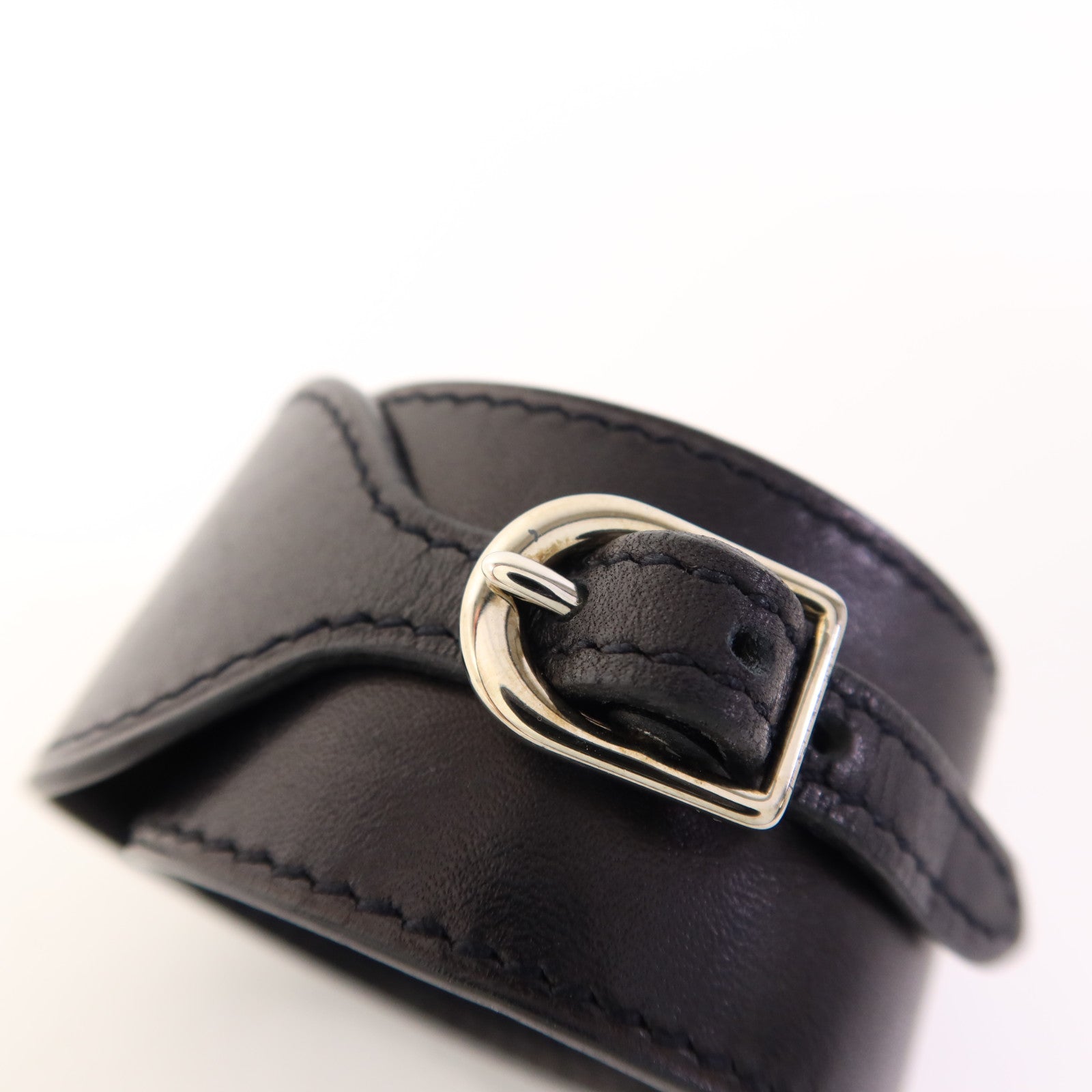 HERMES 皮革Bangle銀扣手鐲