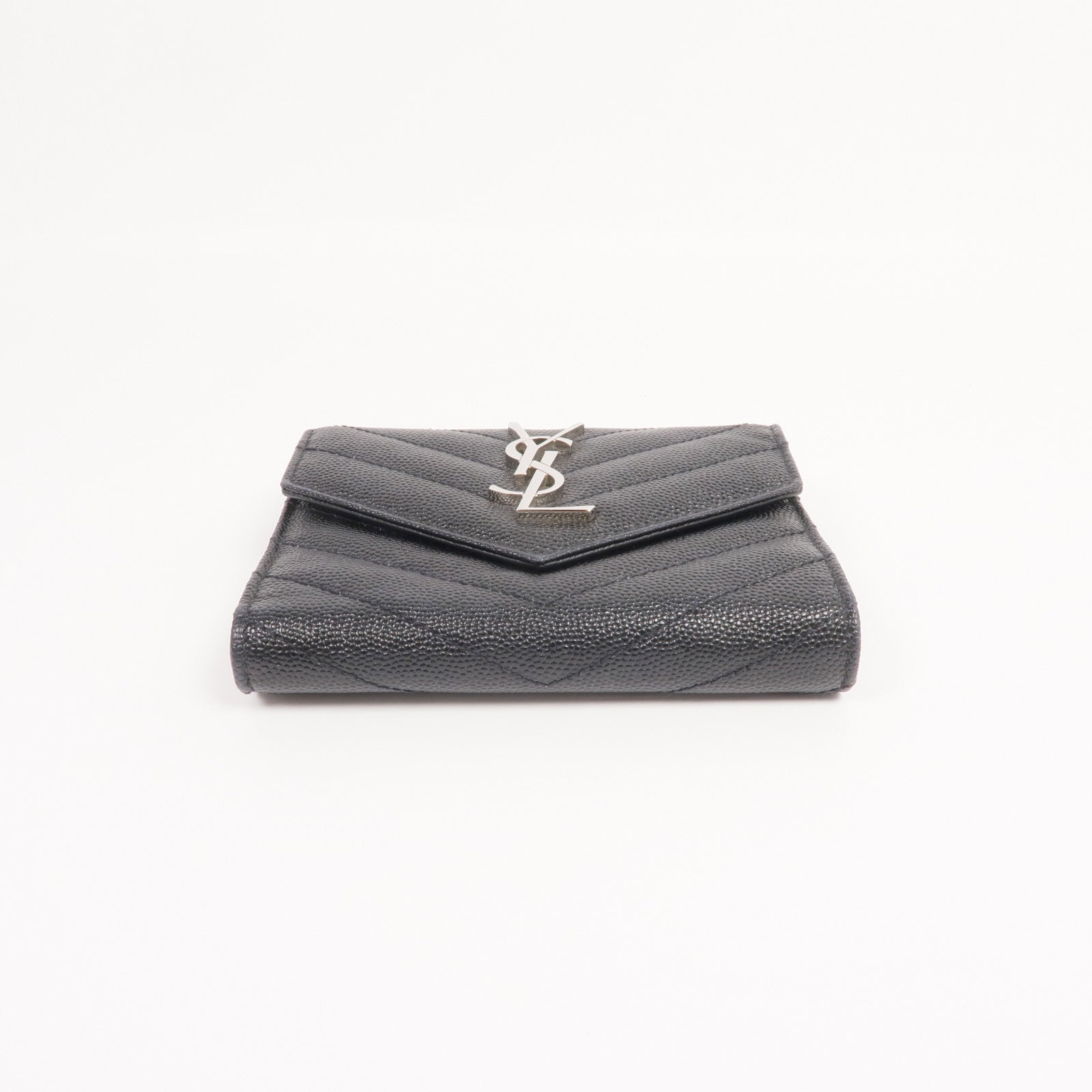 SAINT LAURENT 牛皮皮革Trifold Wallet銀扣錢包