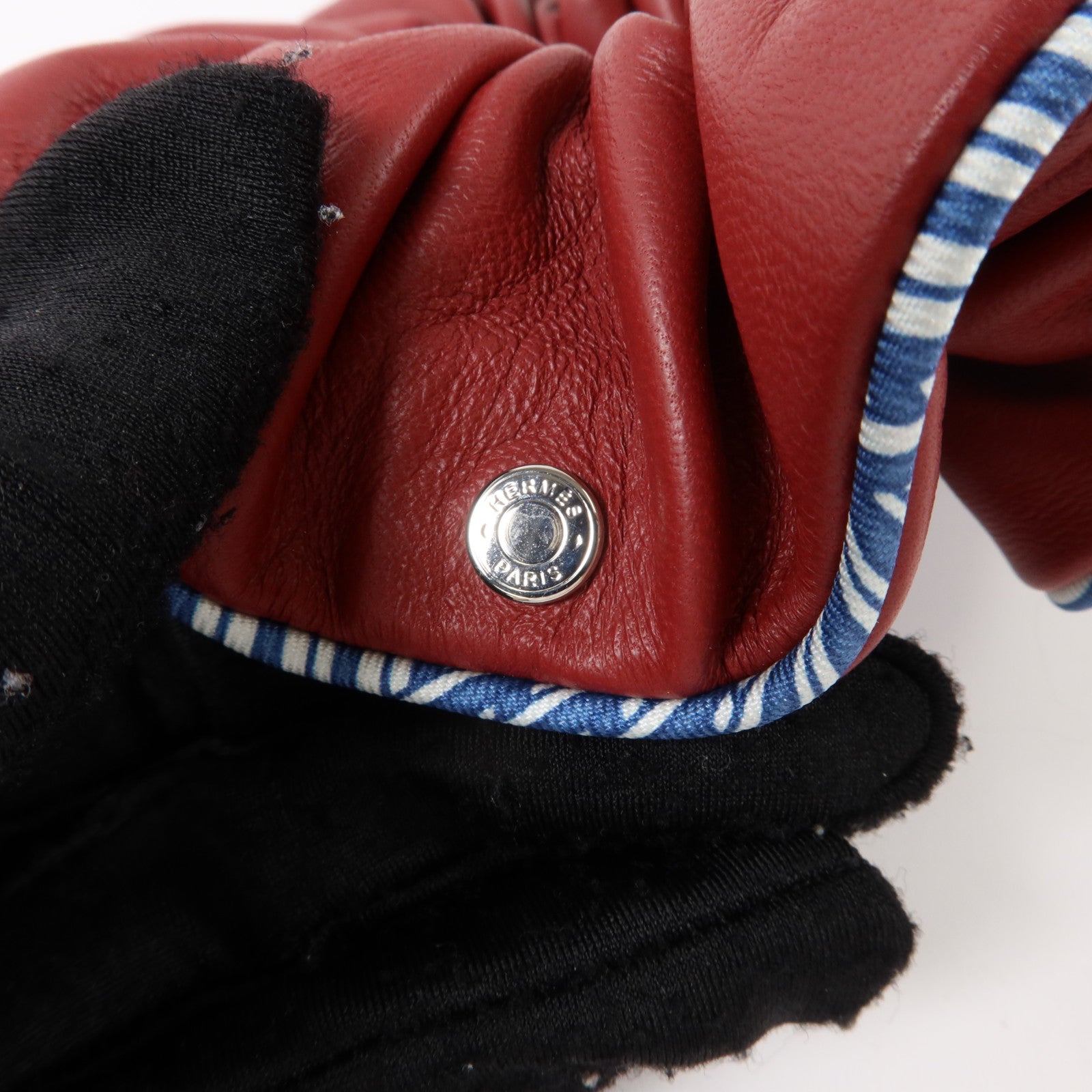 HERMES 羊皮皮革/絲質Hair Scrunchie髮圈