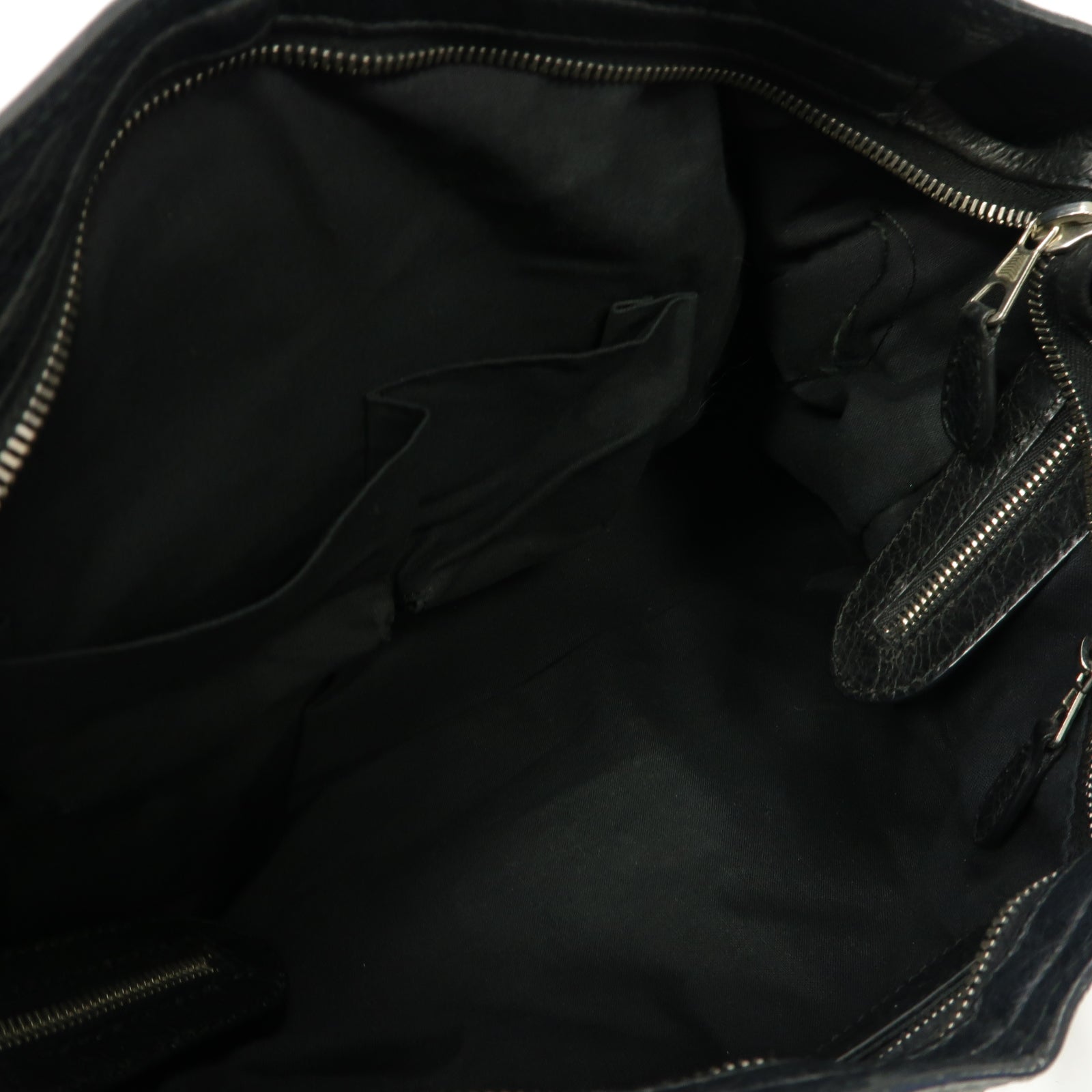 BALENCIAGA 羊皮皮革City銀扣手挽肩背兩用袋黑色