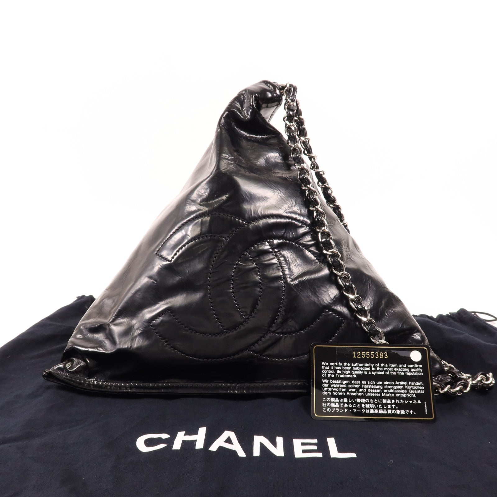 CHANEL 漆皮皮革Clutch Bag銀扣手拿包