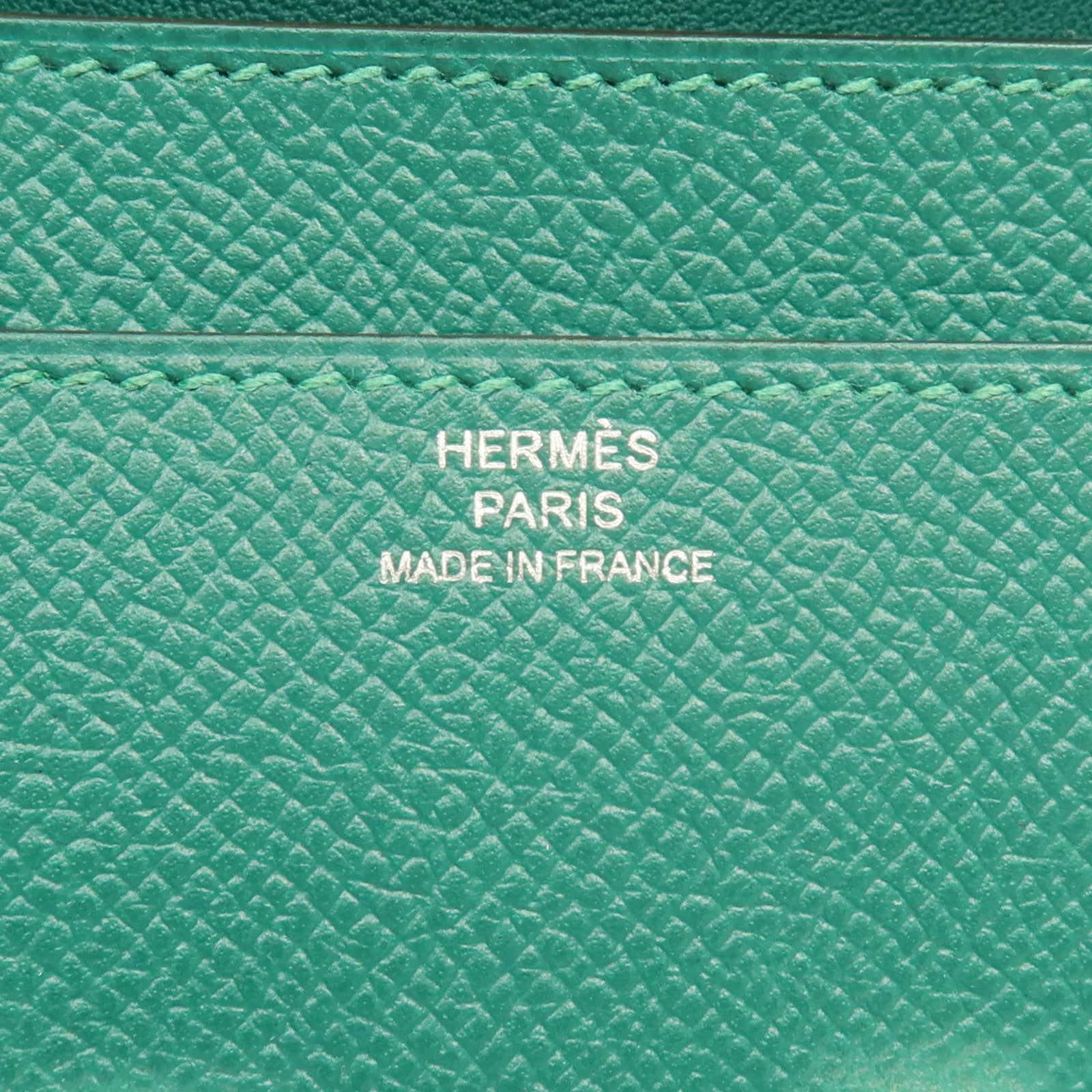 HERMES 【激減優惠】Epsom皮革Constance Wallet銀扣長錢包Malachite