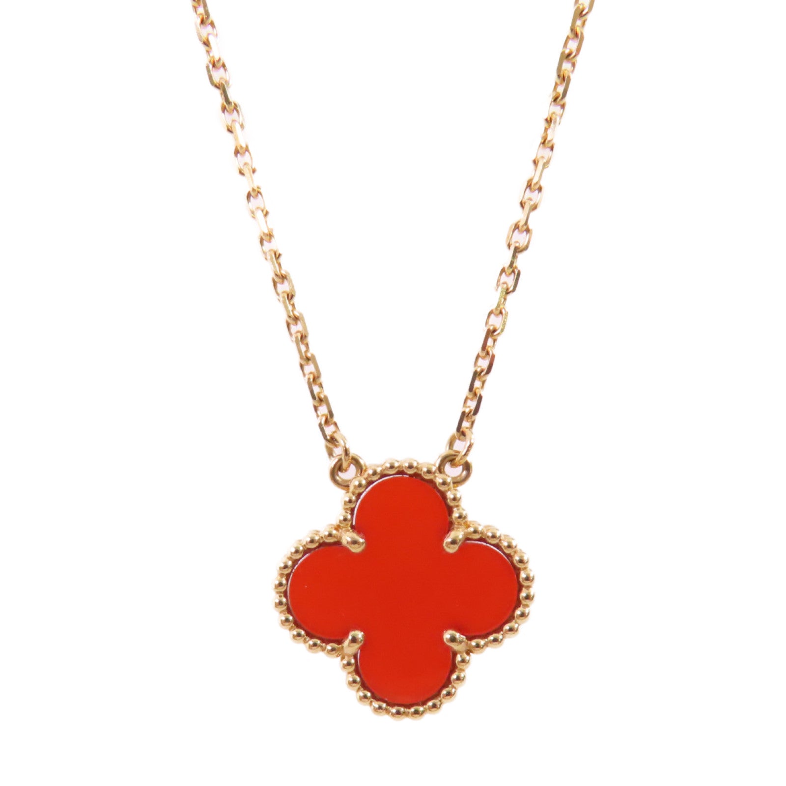 Van Cleef & Arpels 18K玫瑰金/紅玉髓Vintage Alhambra Necklace項鍊