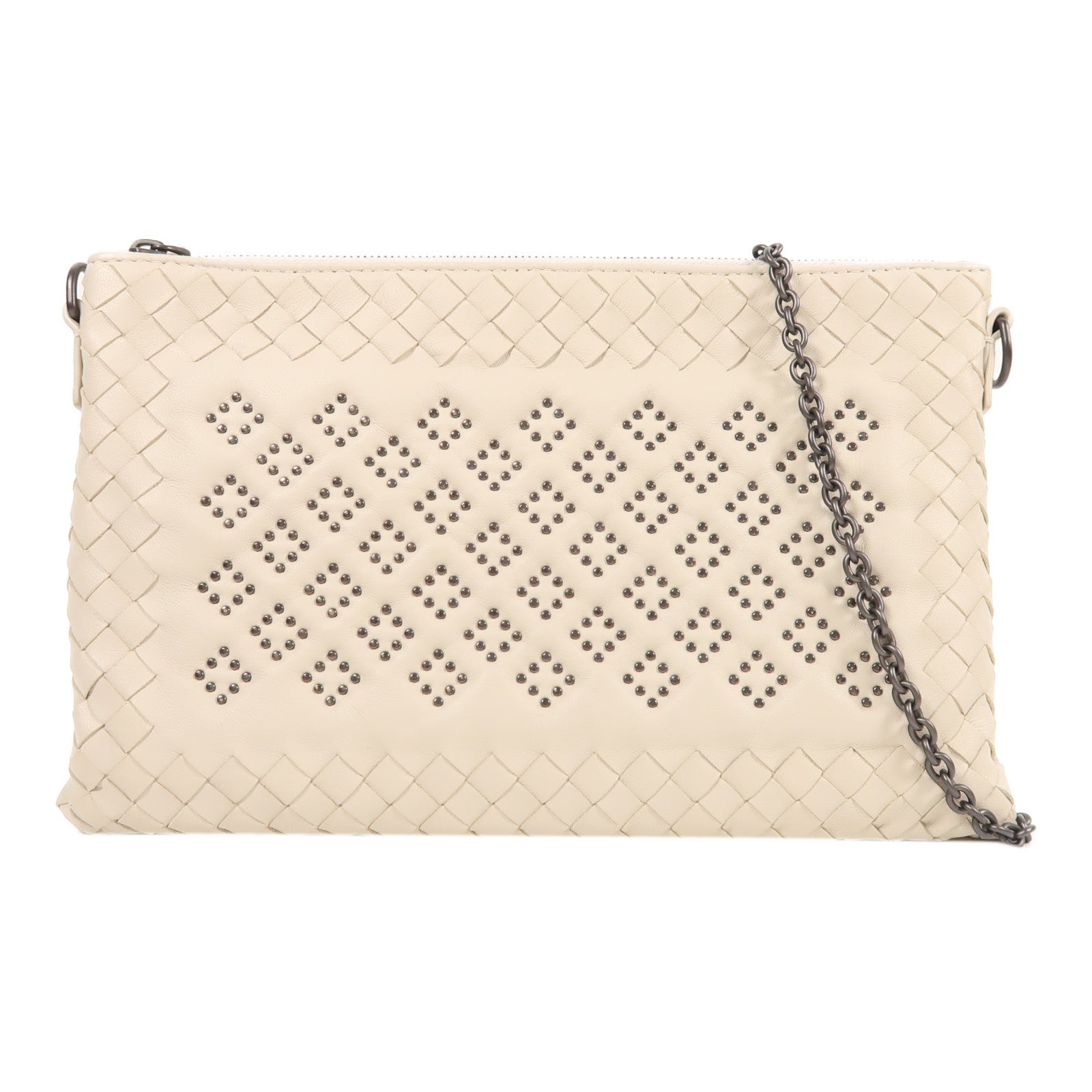 BOTTEGA VENETA 羊皮皮革Chain Shoulder鏈帶肩背袋白色