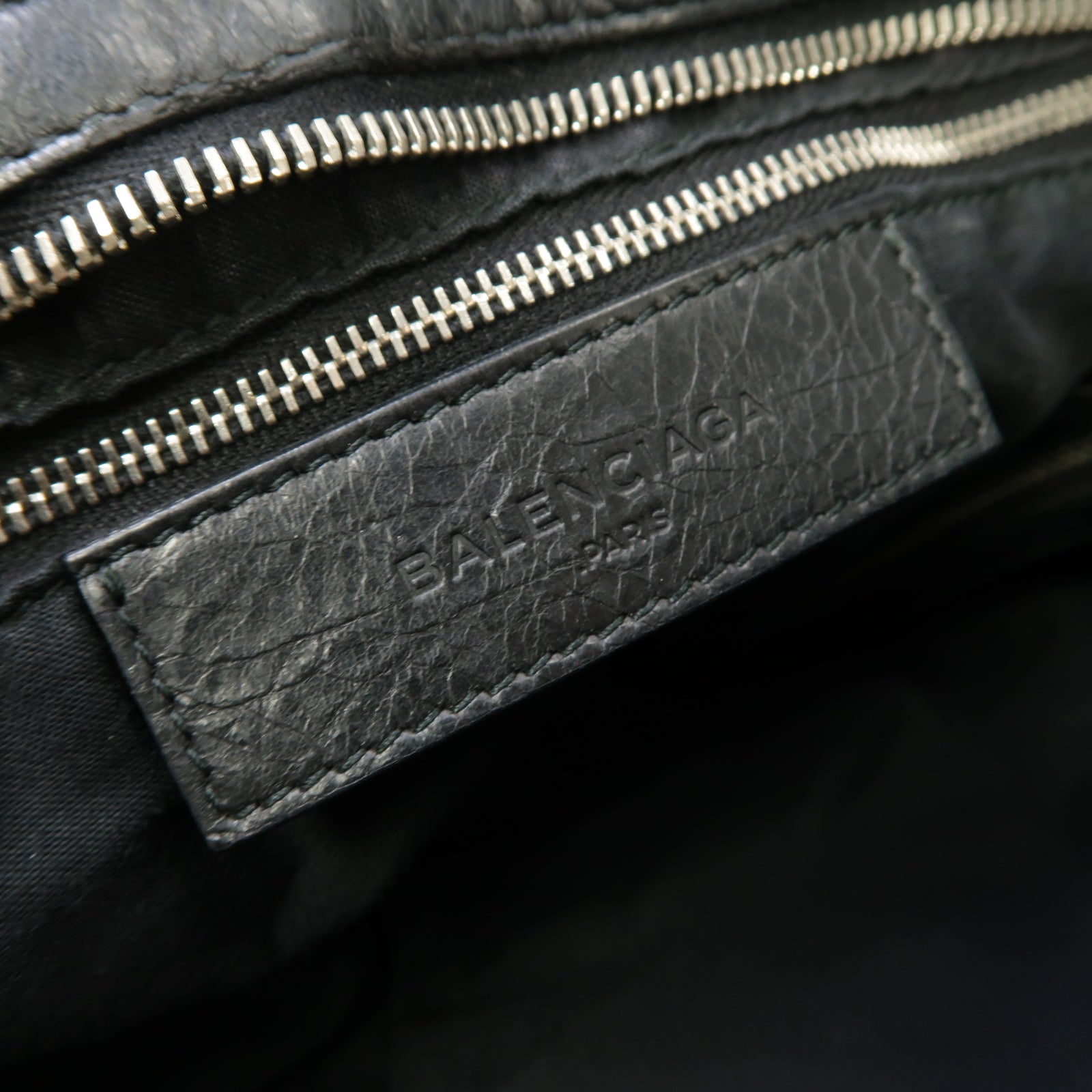 BALENCIAGA 羊皮皮革City銀扣手挽肩背兩用袋黑色