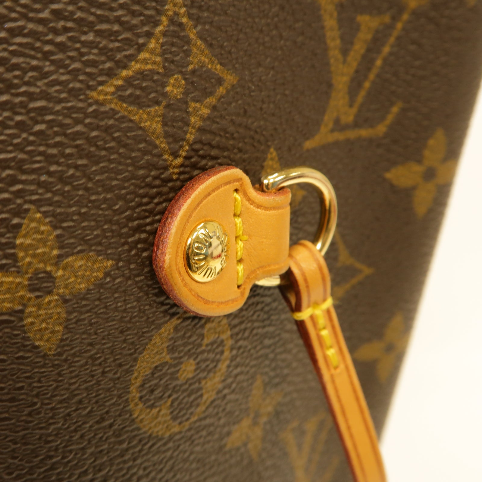 LOUIS VUITTON Monogram Neverfull MM金扣手挽袋棕色