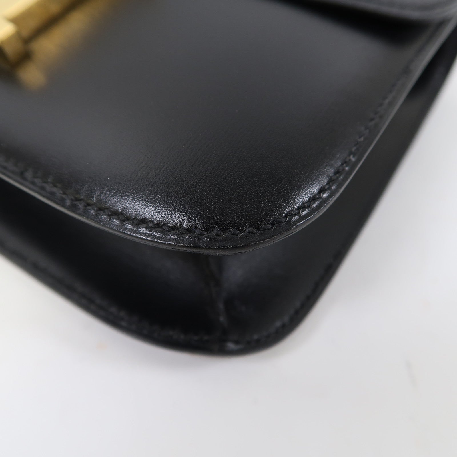 HERMES Box Calf皮革Constance 23金扣肩背袋黑色