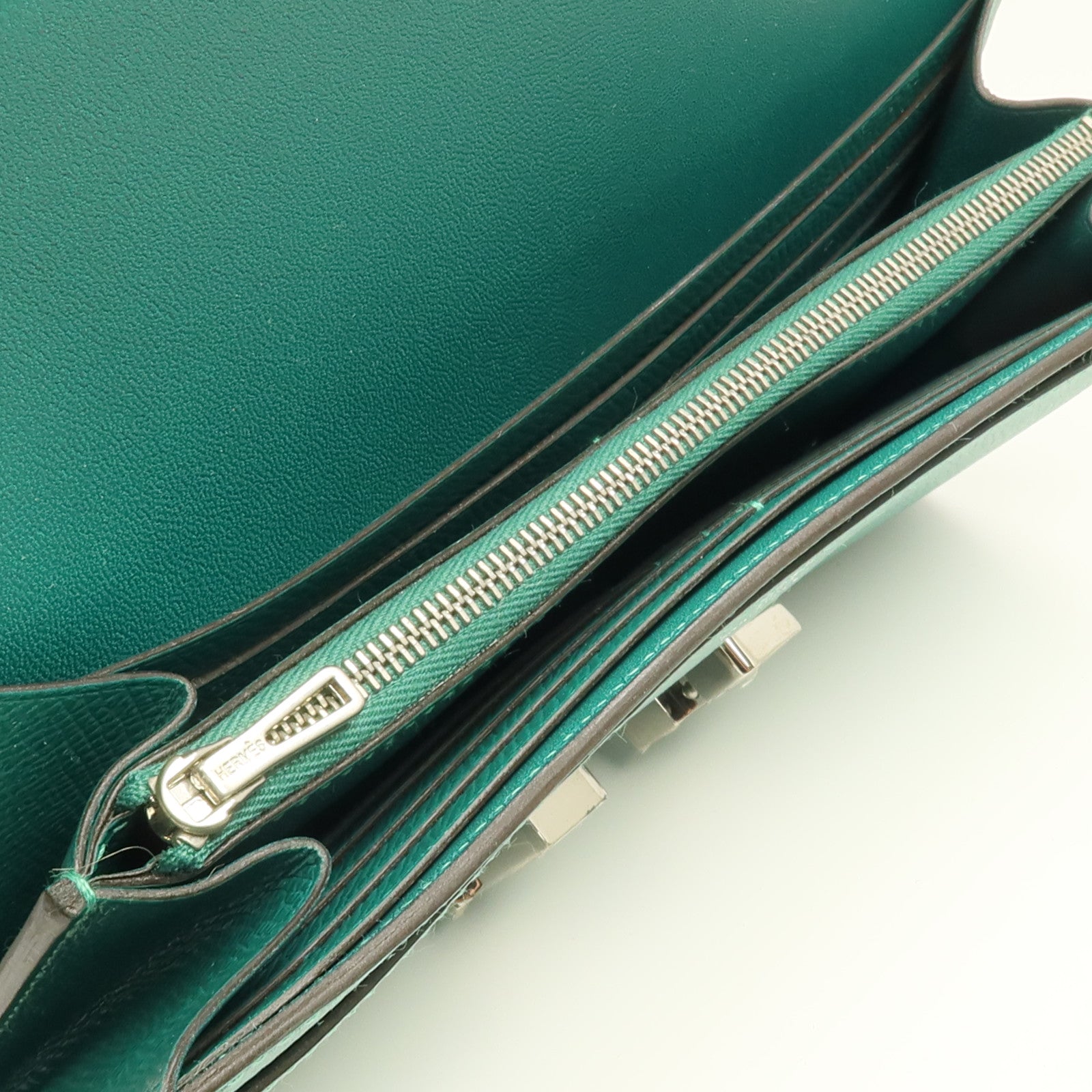 HERMES 【激減優惠】Epsom皮革Constance Wallet銀扣長錢包Malachite