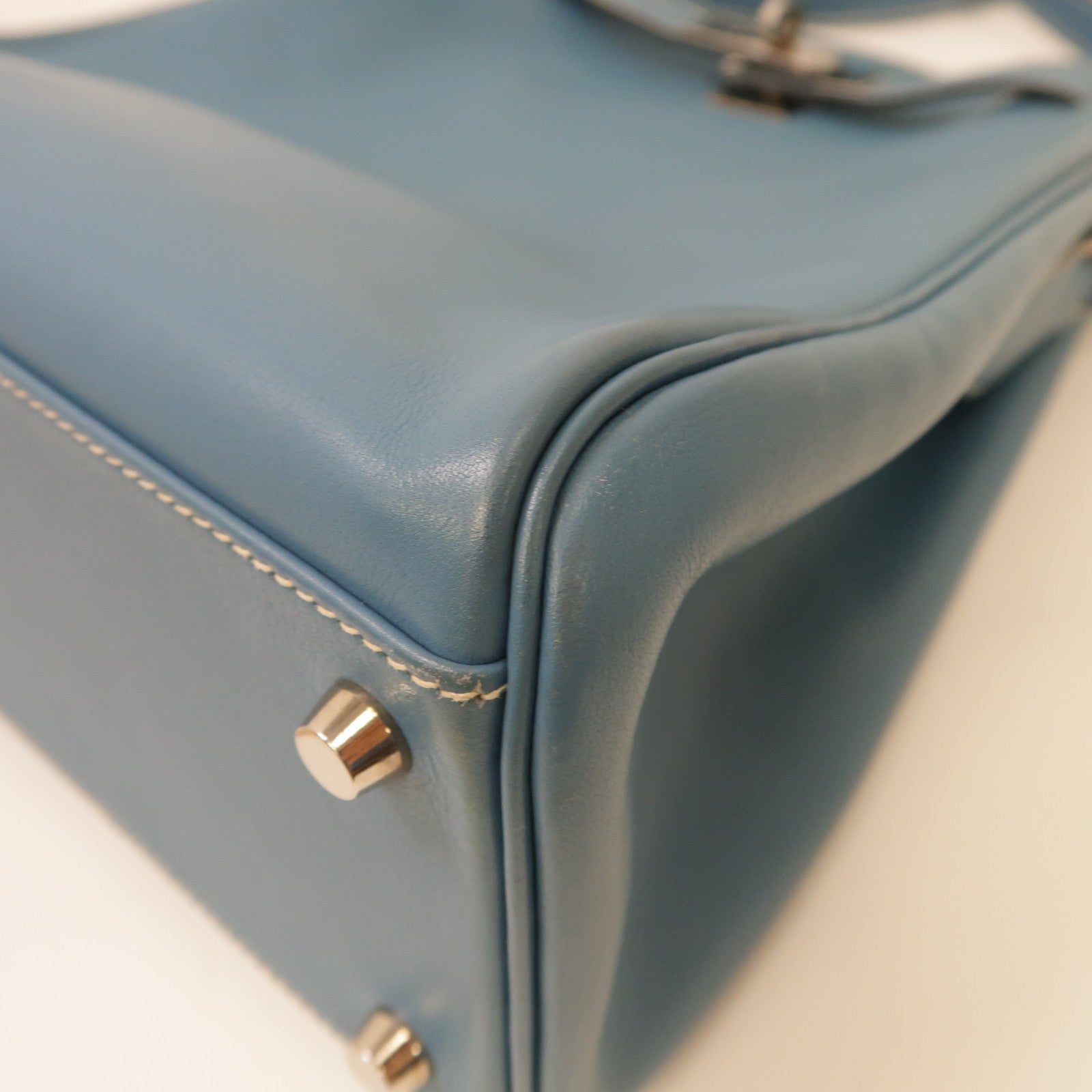 HERMES 【激減優惠】Swift皮革Kelly Sport銀扣肩背袋Bleu Jean牛仔藍色