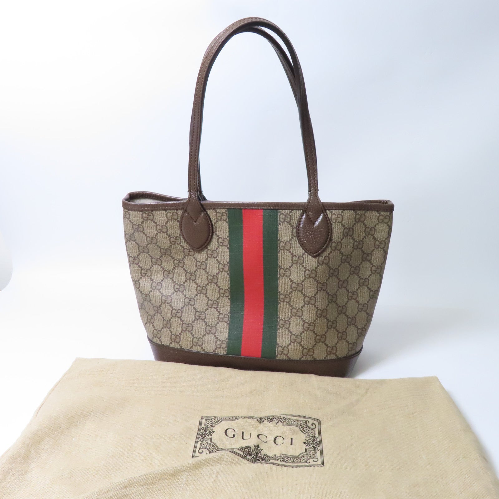 GUCCI 【激減優惠】塗層帆布Tote Bag手挽袋啡色