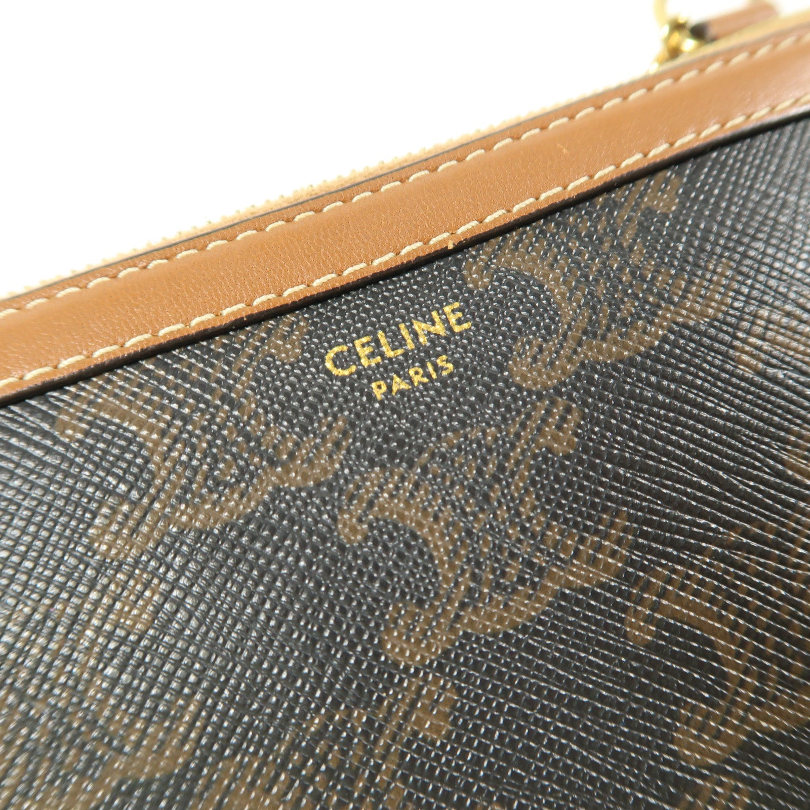 CELINE 塗層帆布Chain Shoulder金扣鏈帶肩背袋