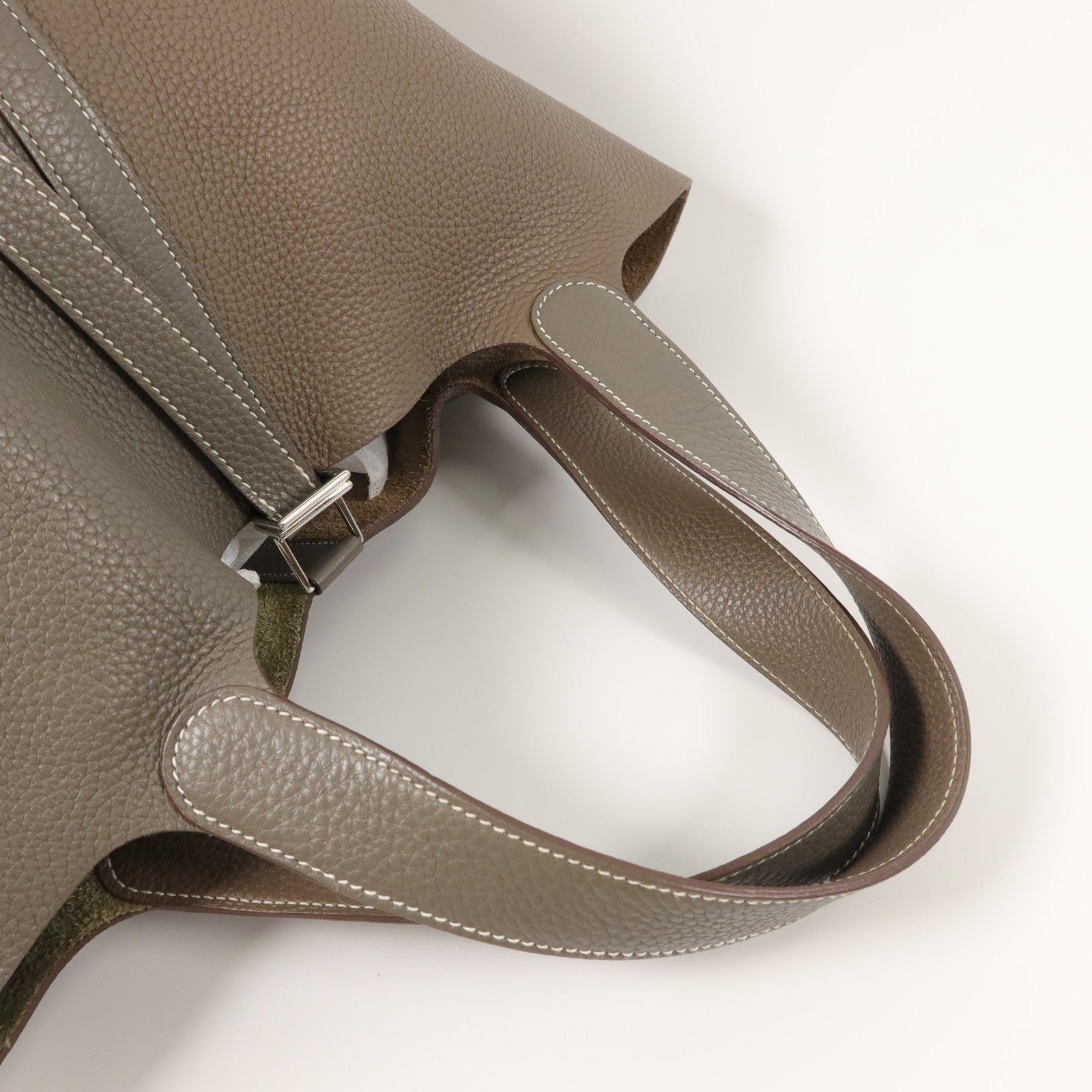 HERMES Clemence皮革Picotin GM手挽袋Etoupe/Etain