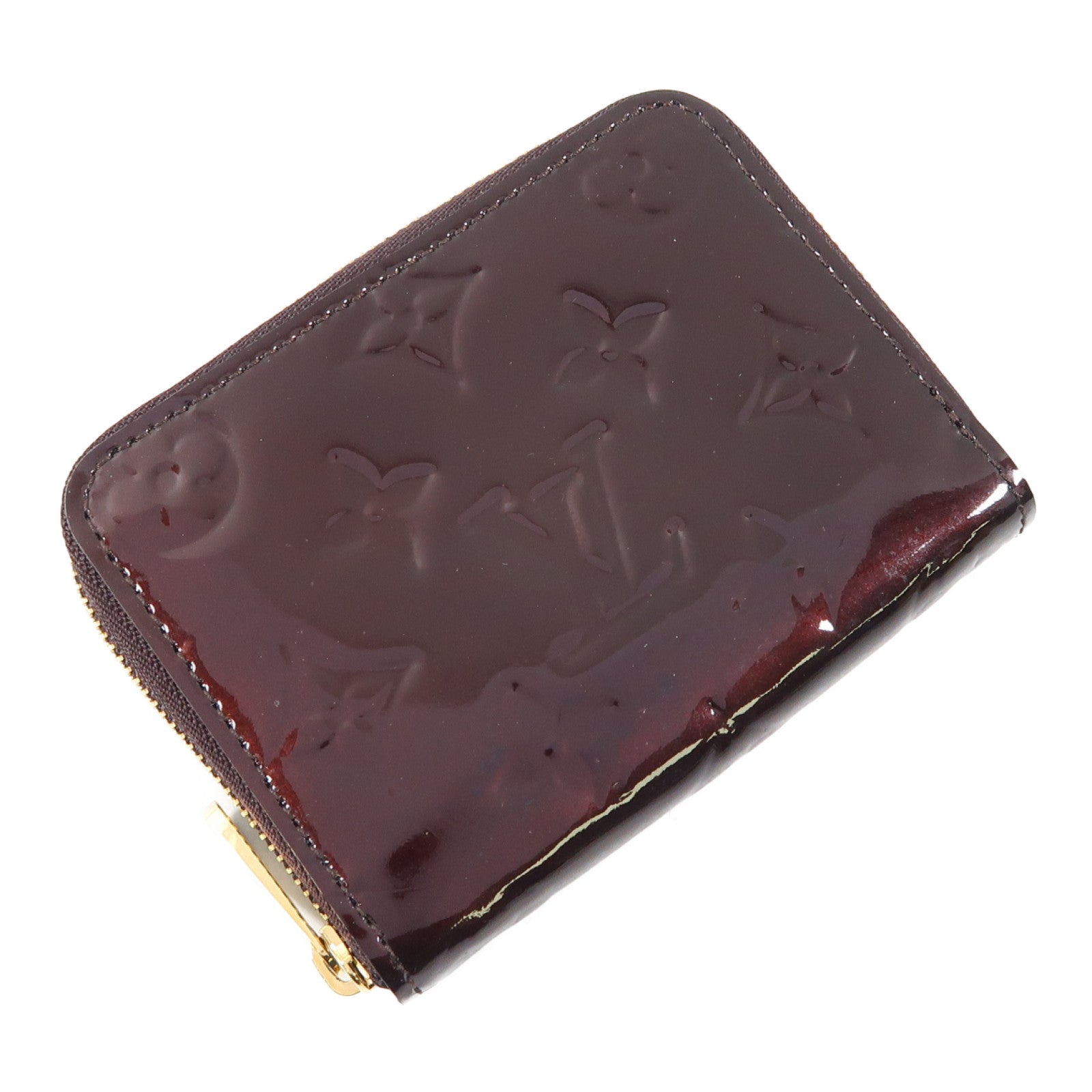 LOUIS VUITTON Vernis Zippy Coin Purse金扣零錢包酒紅色