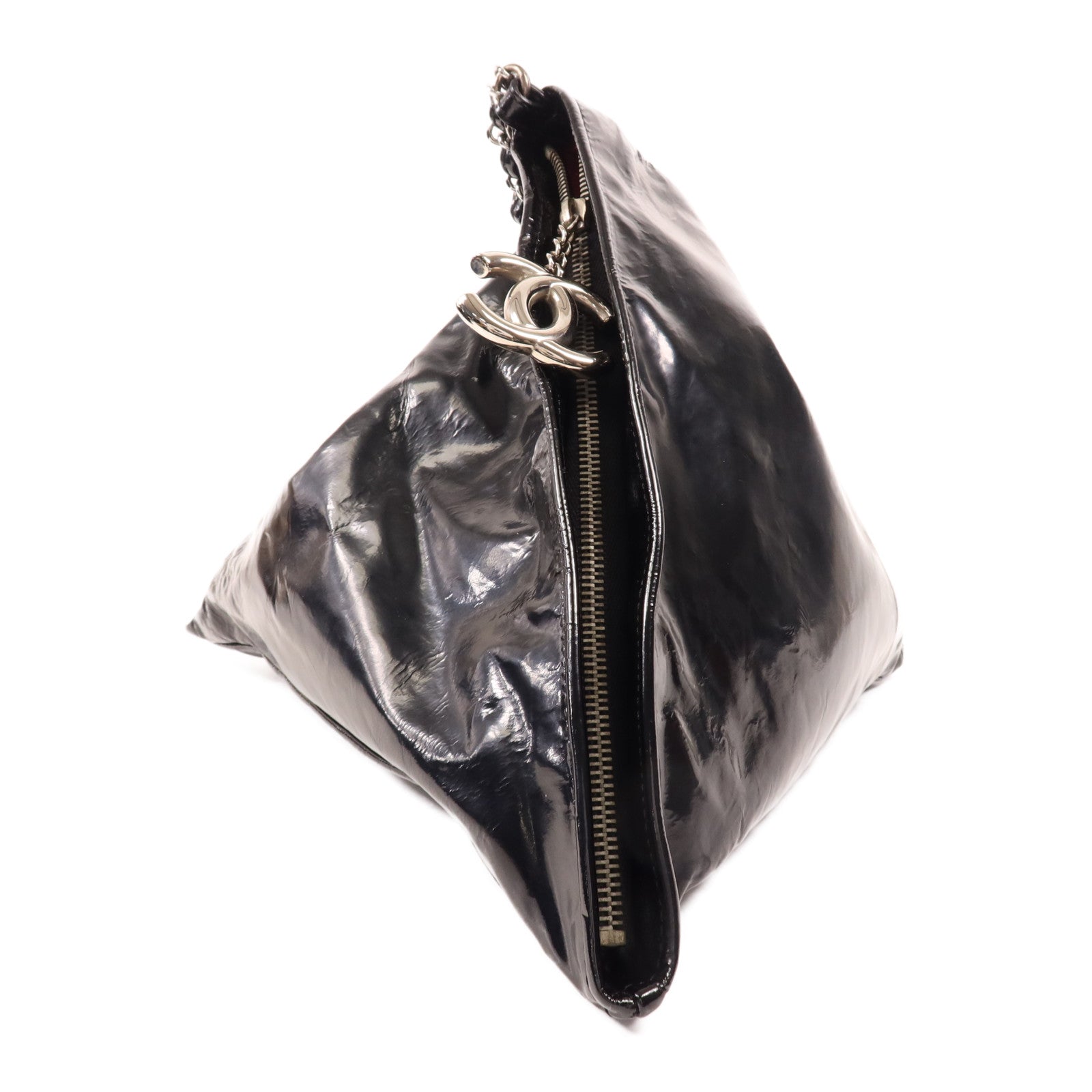 CHANEL 漆皮皮革Clutch Bag銀扣手拿包