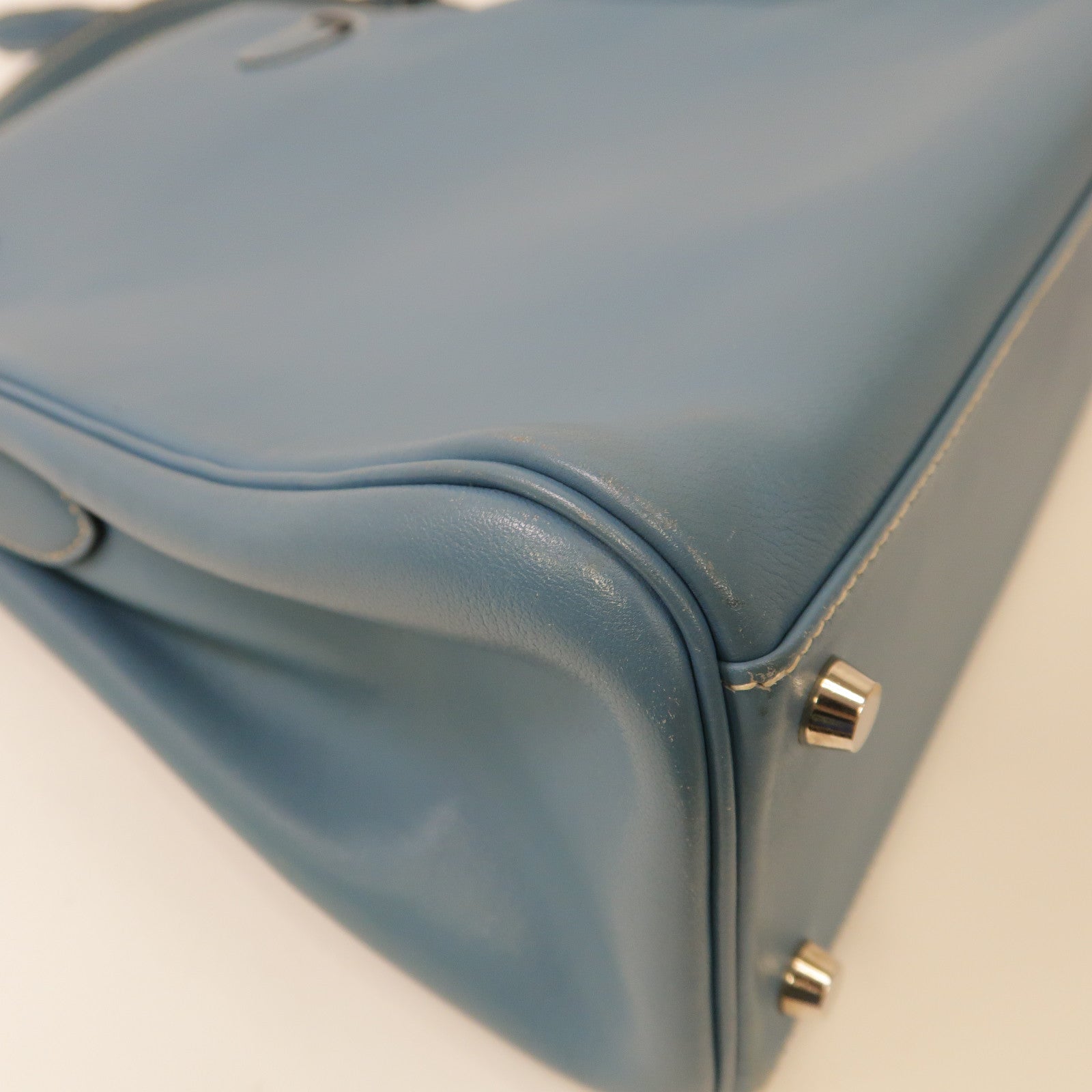 HERMES 【激減優惠】Swift皮革Kelly Sport銀扣肩背袋Bleu Jean牛仔藍色