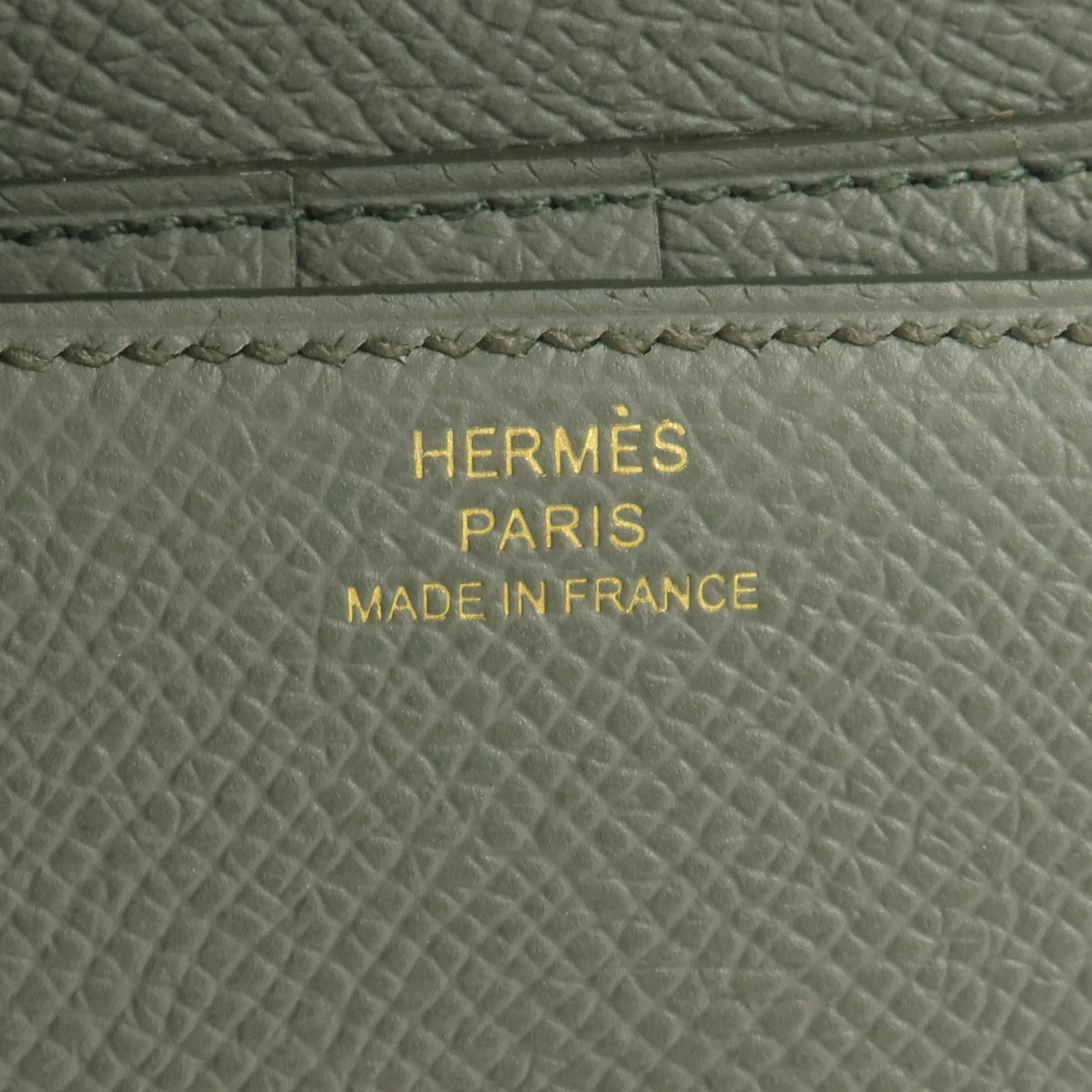 HERMES Epsom皮革Clic 12錢包Vert Amande