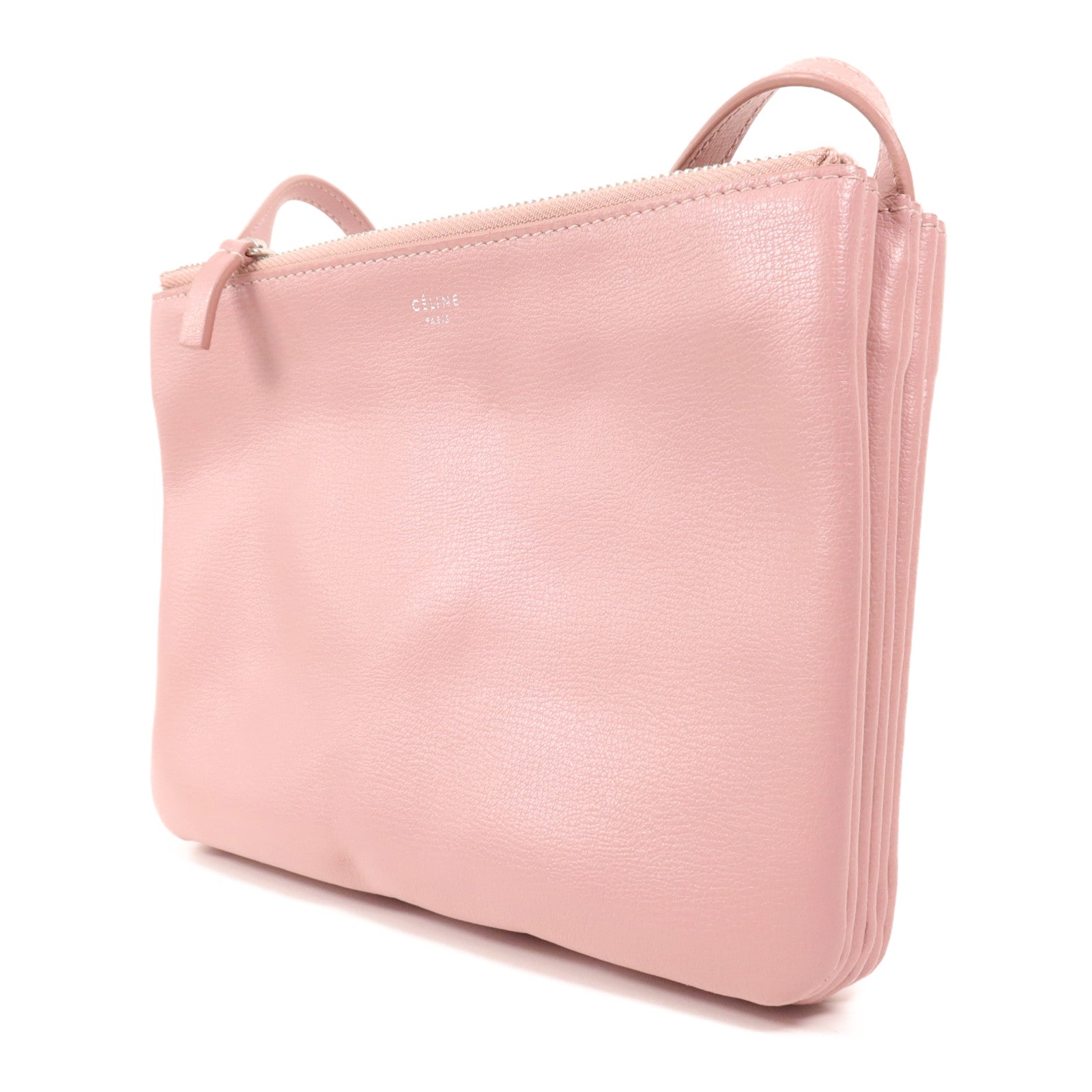 CELINE 羊皮皮革Trio銀扣肩背袋