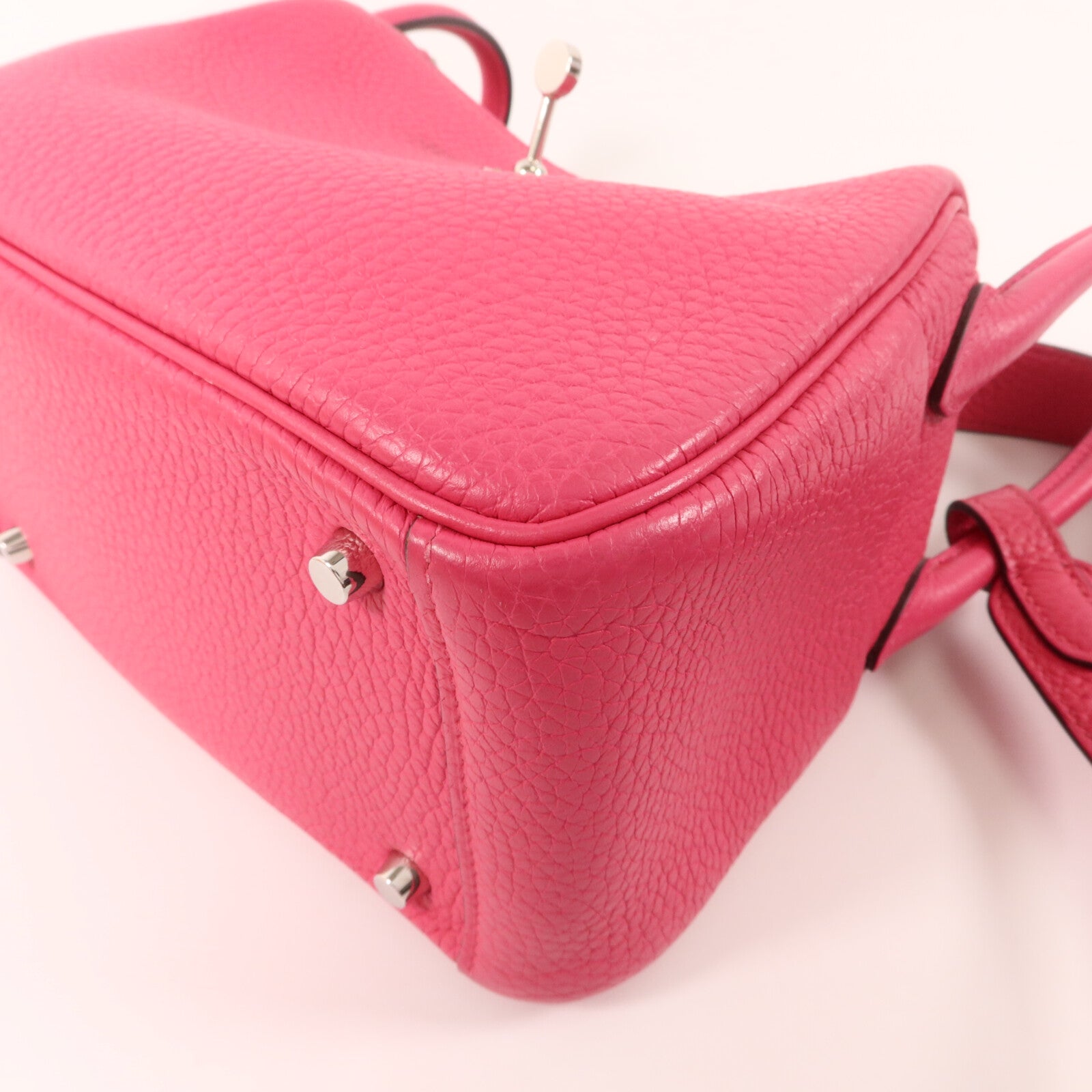 HERMES Clemence皮革Mini Lindy手挽肩背兩用袋Rose Mexico