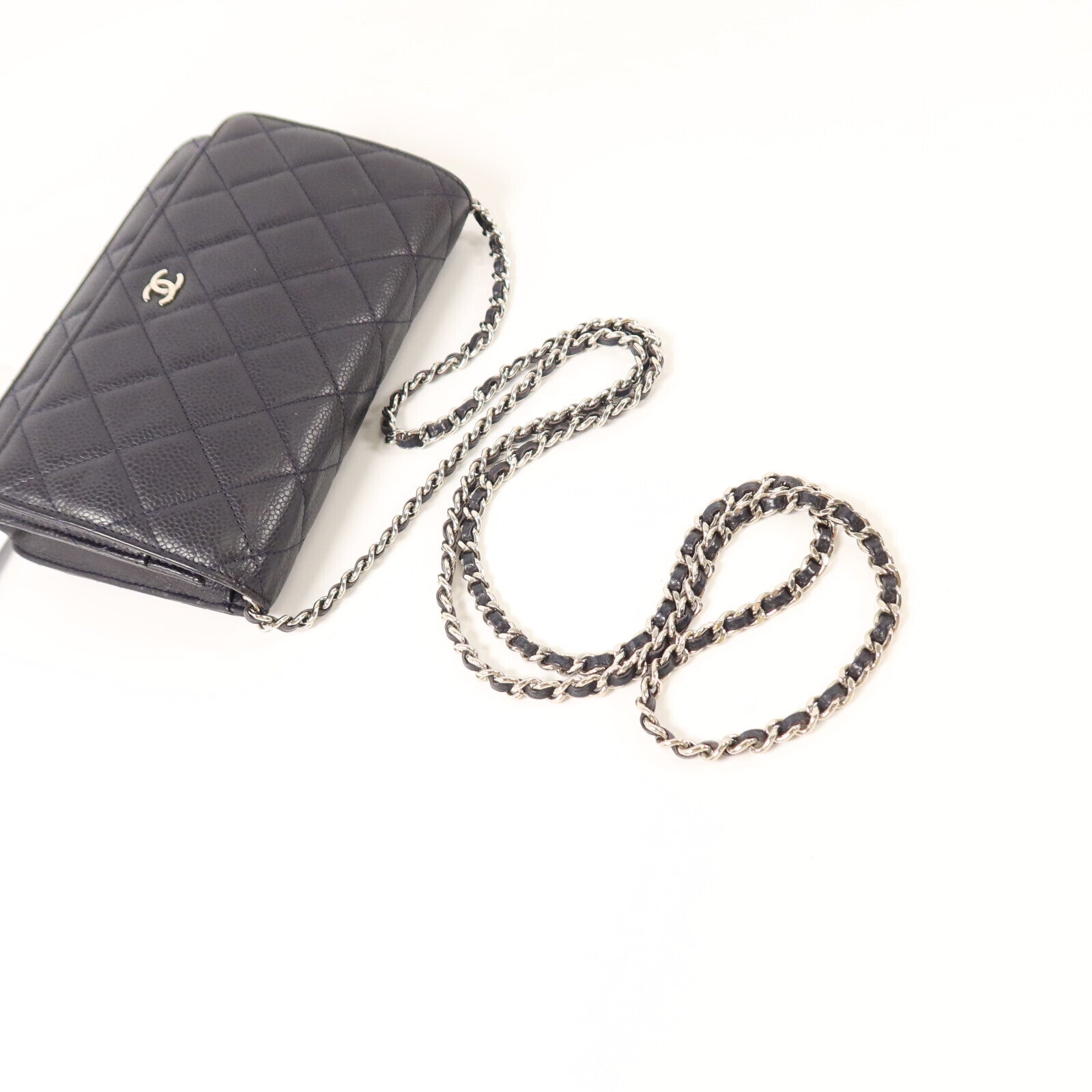 CHANEL 牛皮皮革Wallet On Chain銀扣鏈帶肩背袋