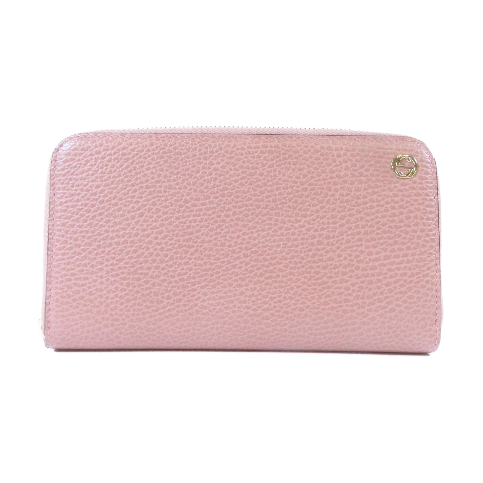 GUCCI **【激減優惠】牛皮皮革Zipper Long Wallet金扣長錢包粉紅色