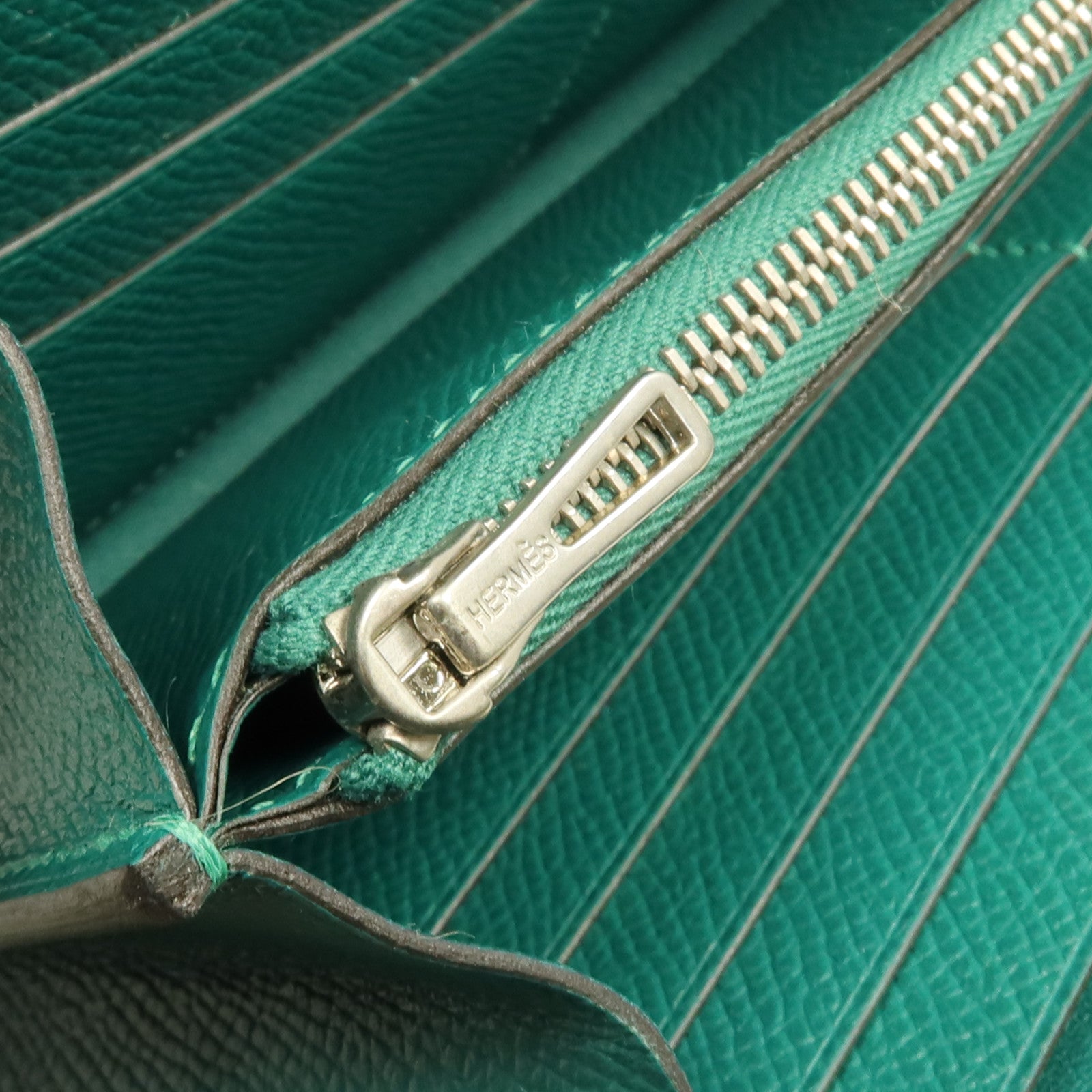 HERMES 【激減優惠】Epsom皮革Constance Wallet銀扣長錢包Malachite