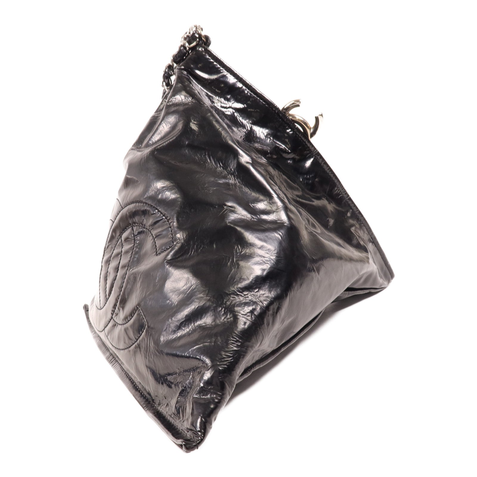 CHANEL 漆皮皮革Clutch Bag銀扣手拿包