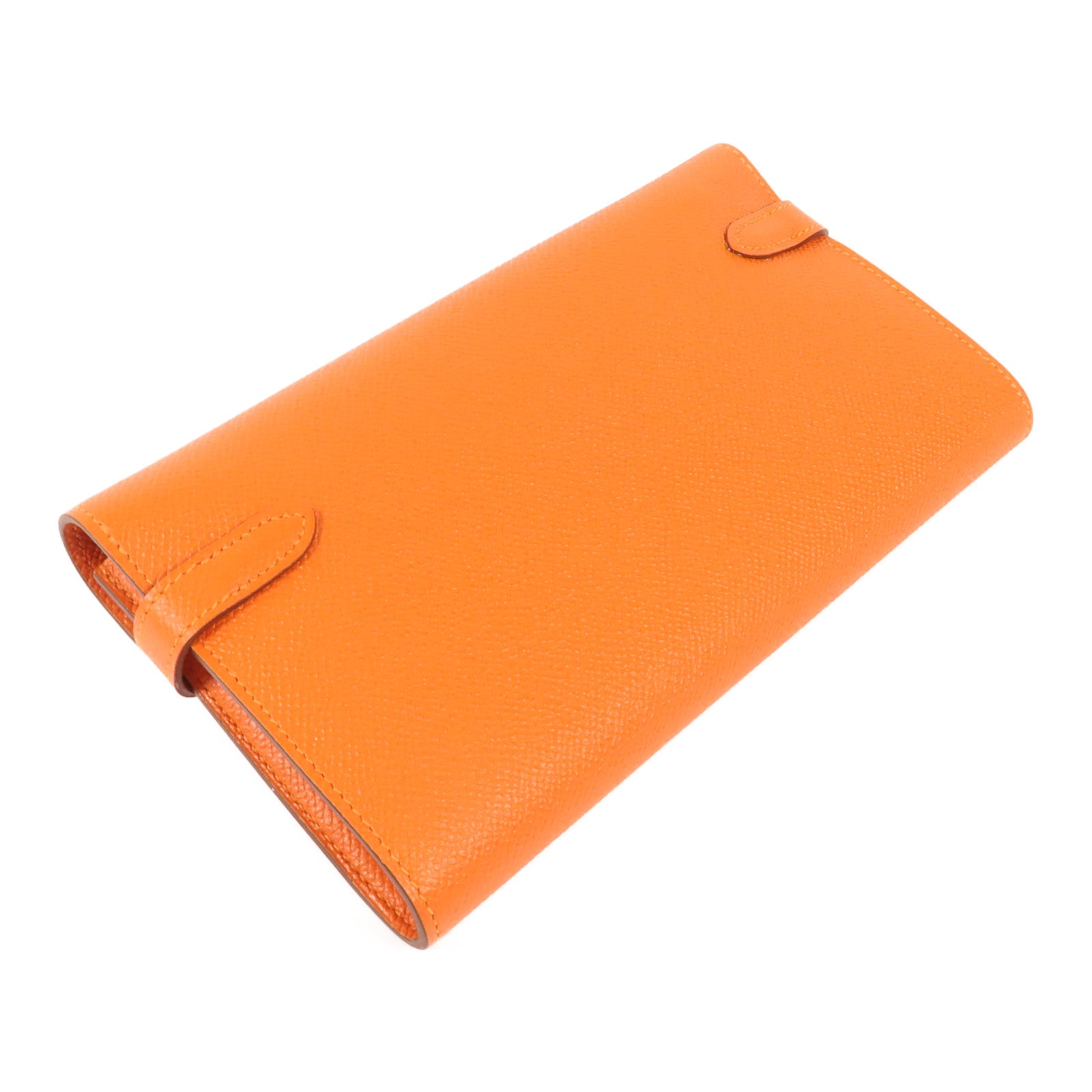HERMES Epsom皮革Kelly Long Wallet銀扣長錢包Orange