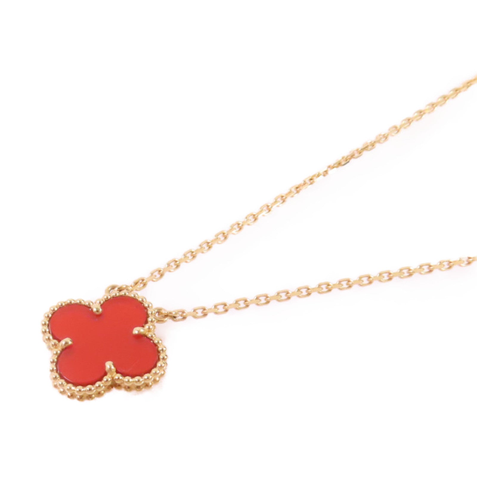 Van Cleef & Arpels 18K玫瑰金/紅玉髓Vintage Alhambra Necklace項鍊