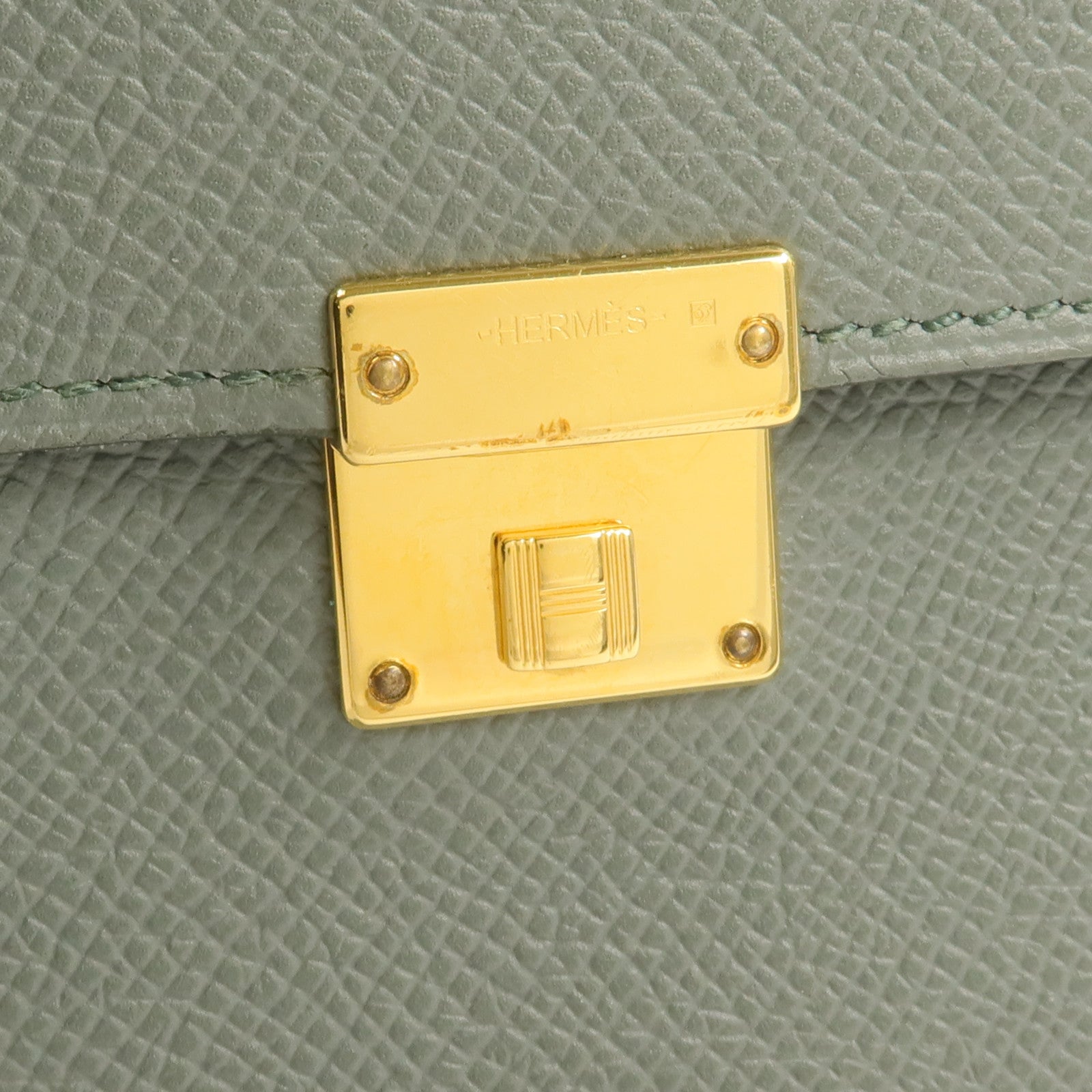 HERMES Epsom皮革Clic 12錢包Vert Amande