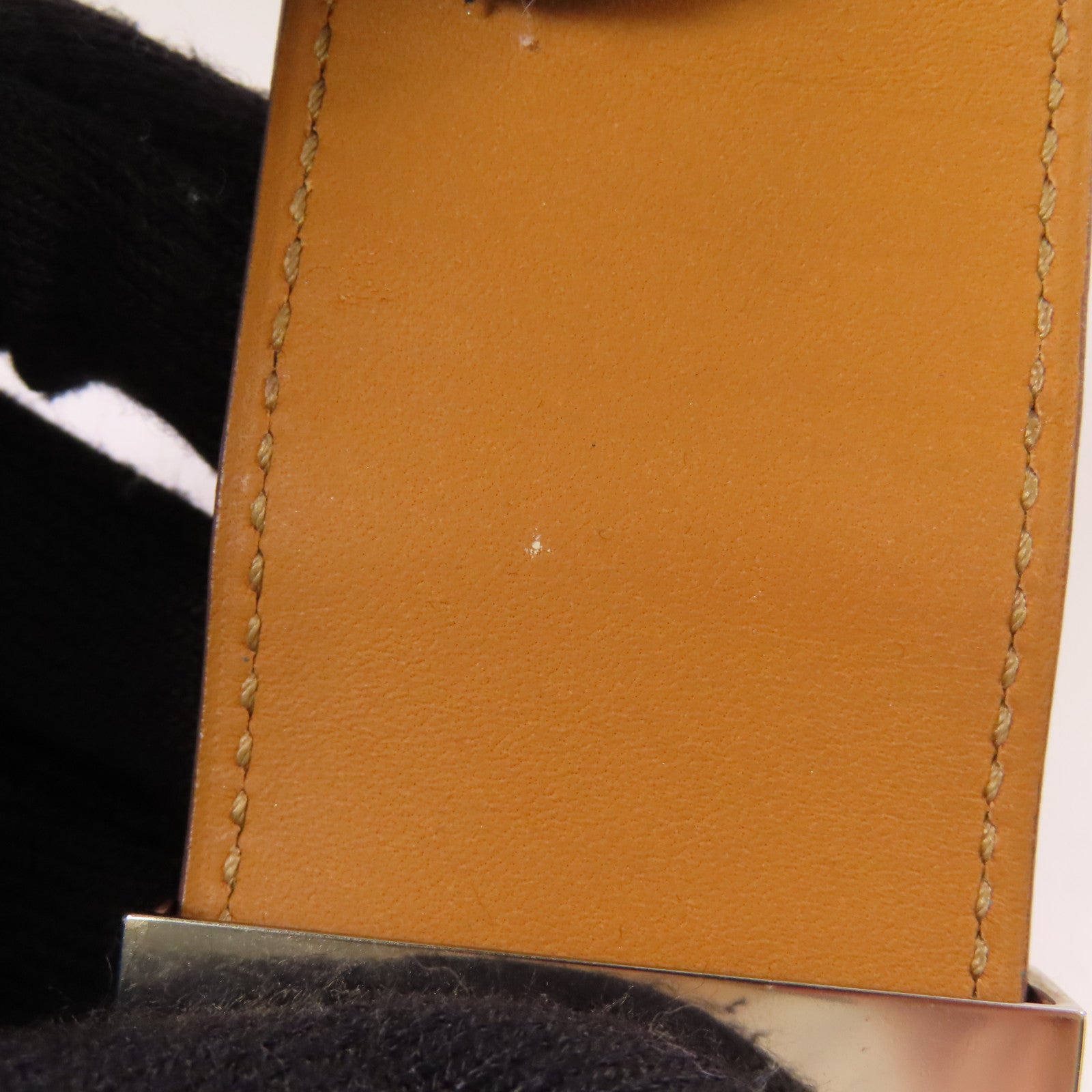 HERMES Swift皮革Collier de Chien銀扣手鐲Gold