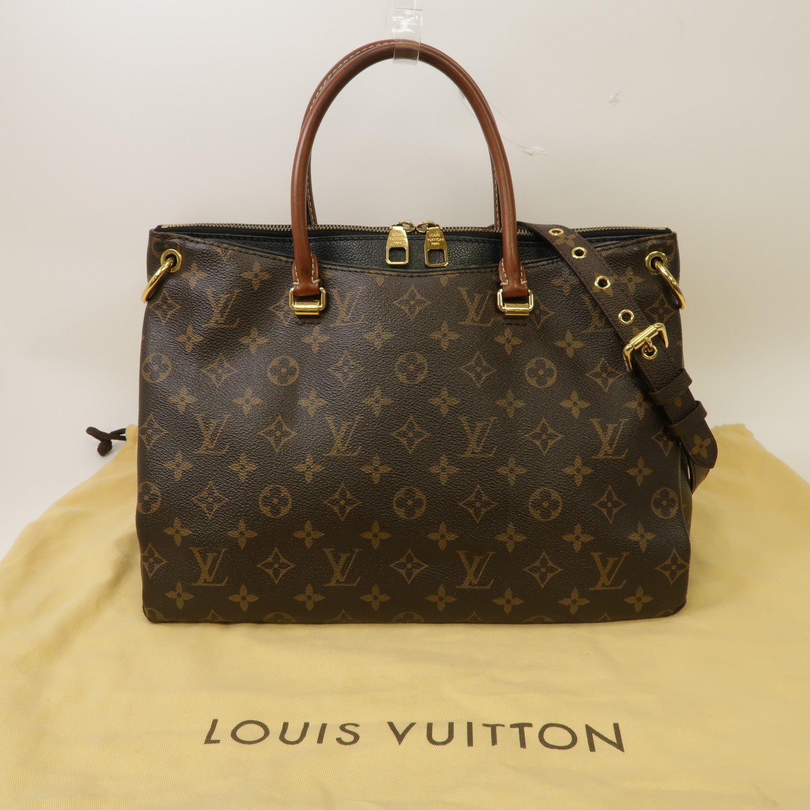 LOUIS VUITTON 【激減優惠】Monogram Pallas金扣手挽肩背兩用袋啡色/黑色