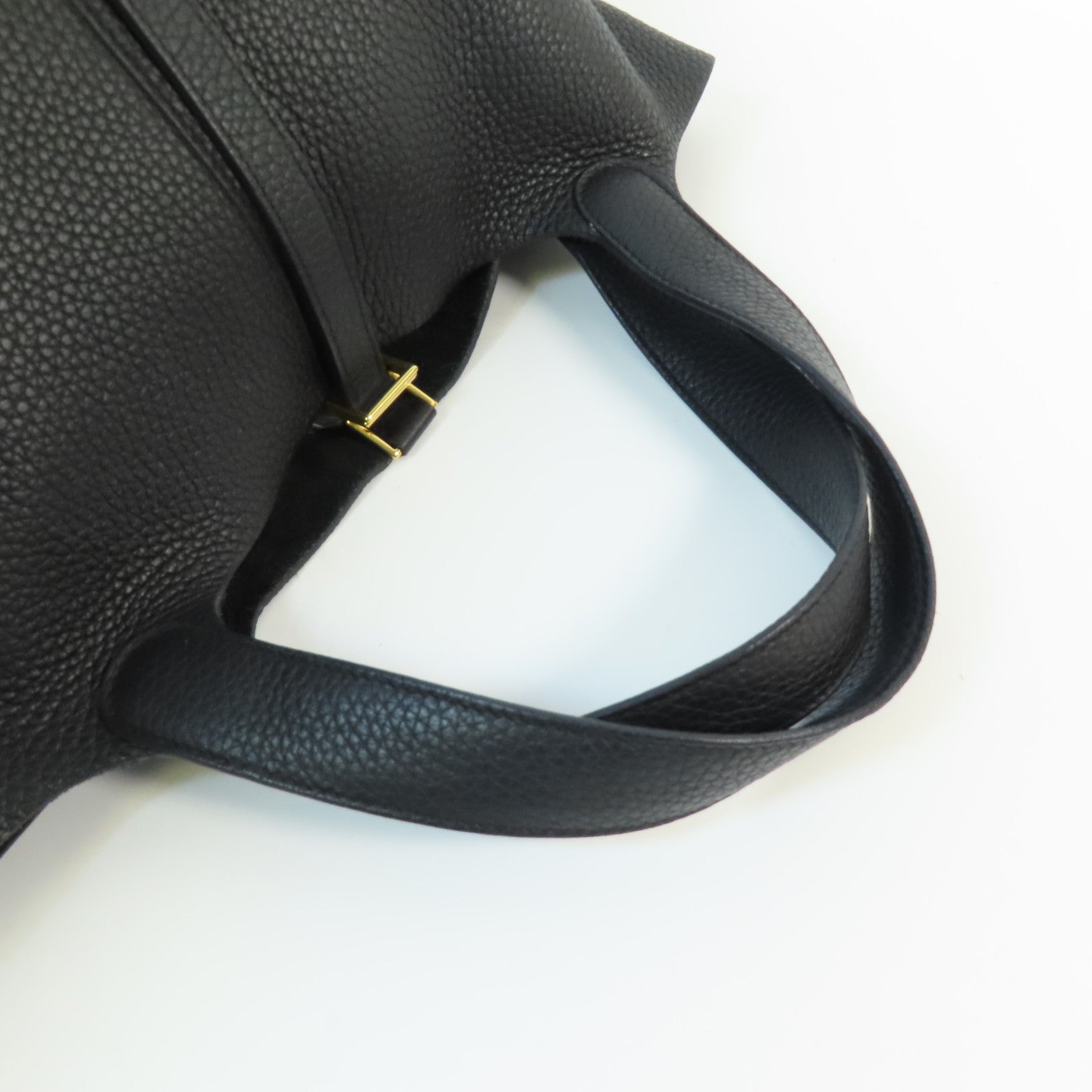 HERMES Clemence皮革Picotin MM金扣手挽袋Noir