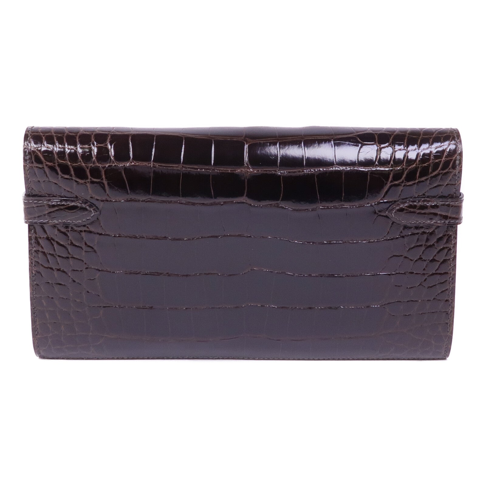 HERMES 【激減優惠】Alligator皮革Kelly Long Wallet金扣長錢包