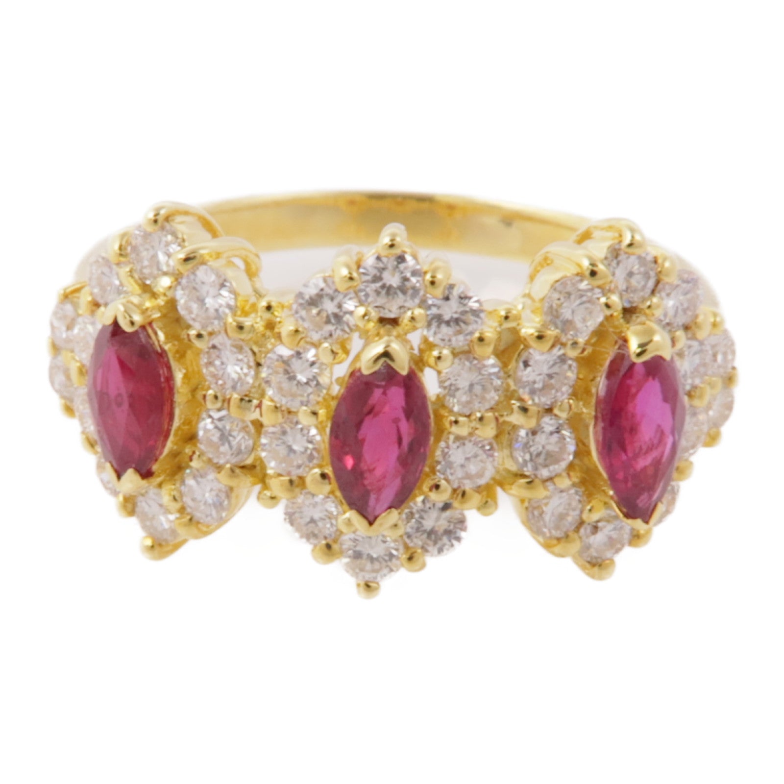 JEWELRY 【激減優惠】18K黃金Ruby/Diamond Ring紅寶石/鑽石戒指US#7.5