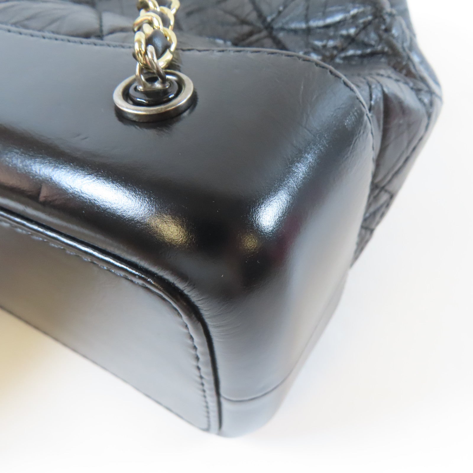 CHANEL 菱格牛皮皮革Gabrielle Backpack Small鏈帶背包黑色