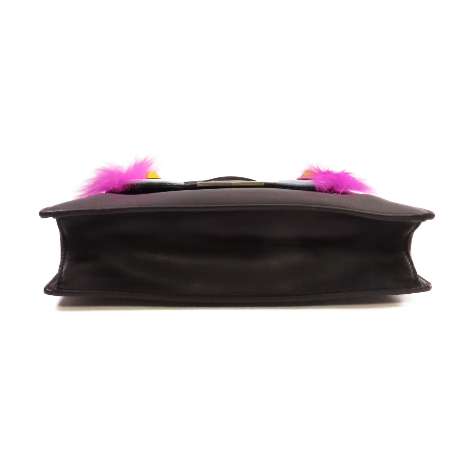 FENDI 【激減優惠】牛皮皮革Monster Shoulder Bag銀扣肩背袋黑色