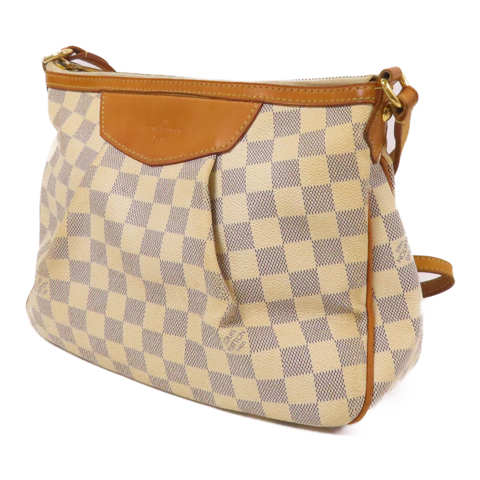 LOUIS VUITTON Damier Azur Siracusa PM金扣肩背袋