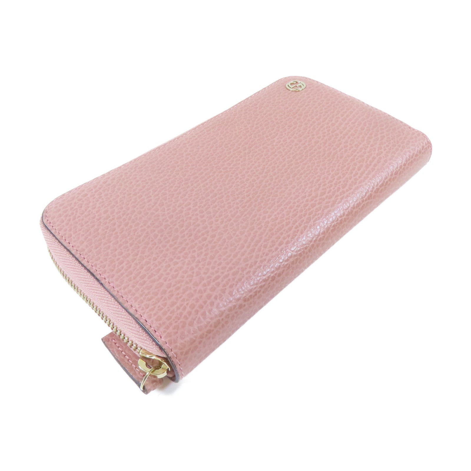 GUCCI **【激減優惠】牛皮皮革Zipper Long Wallet金扣長錢包粉紅色