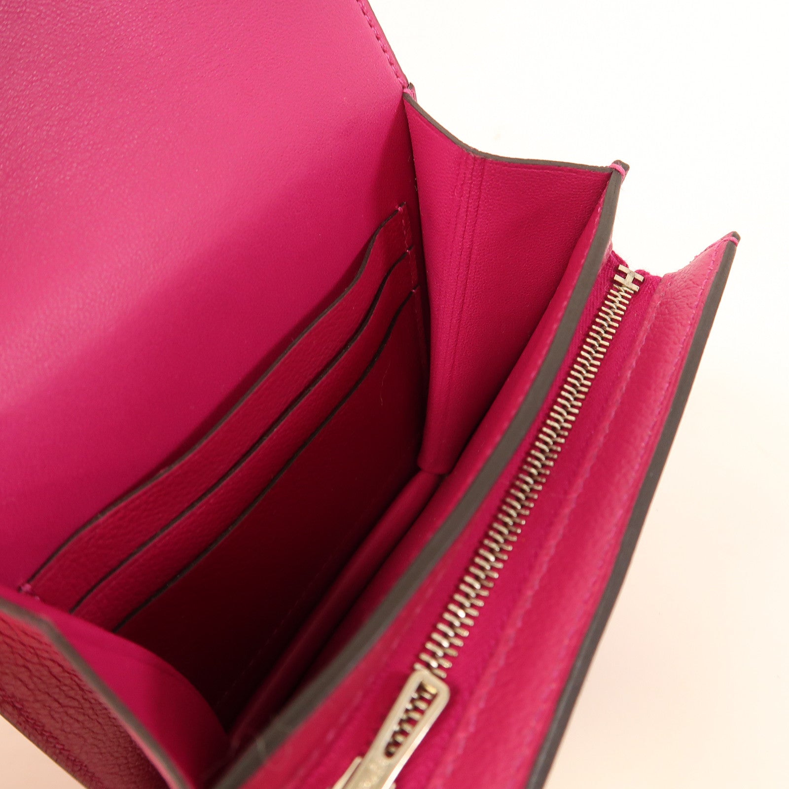 HERMES 【激減優惠】Evercolor皮革Wallet 2002銀扣錢包紫色