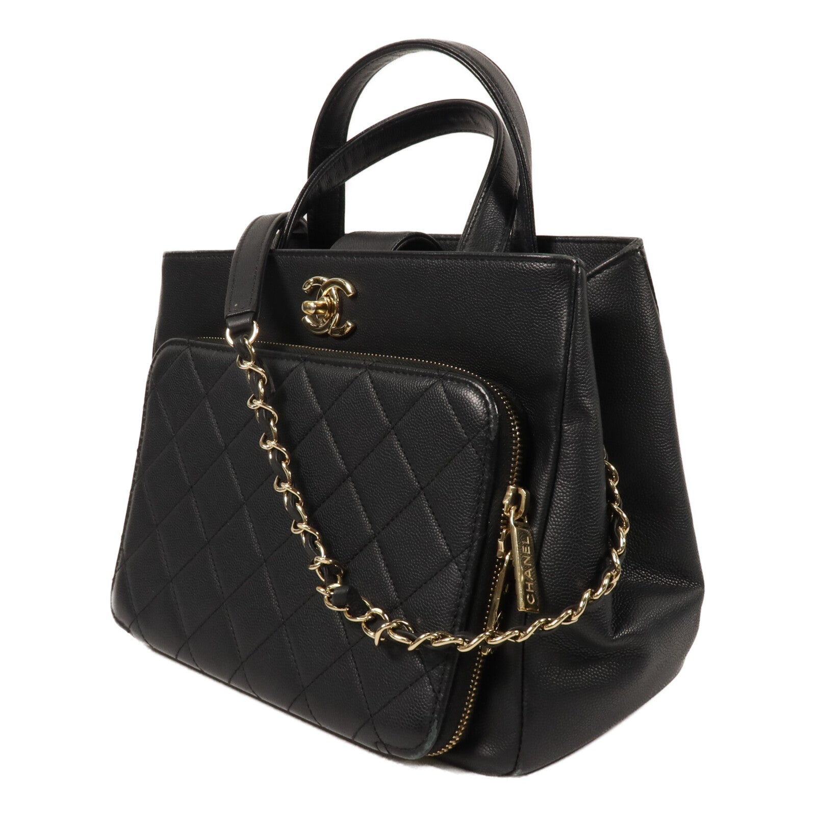 CHANEL 牛皮皮革Business Affinity Shopping Bag鏈帶手挽肩背兩用袋